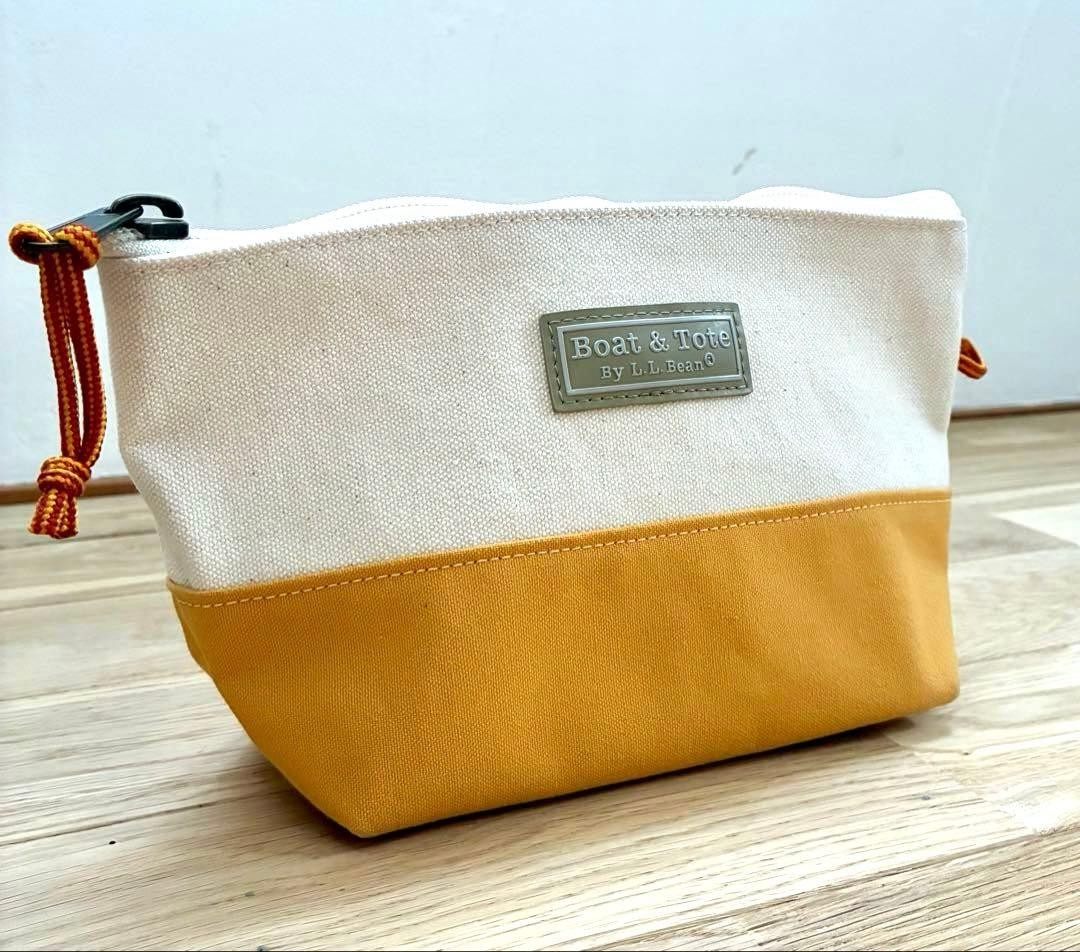L.L.Bean Boat & Tote Canvas Pouch Yellow Used, 14x17cm Organizer