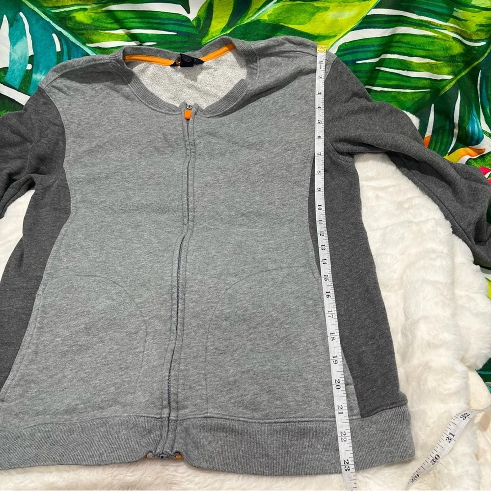Euc $65 Lands’ End S Grey Orange Full Zip Fall Winter Casual Sporty Sweatshirt