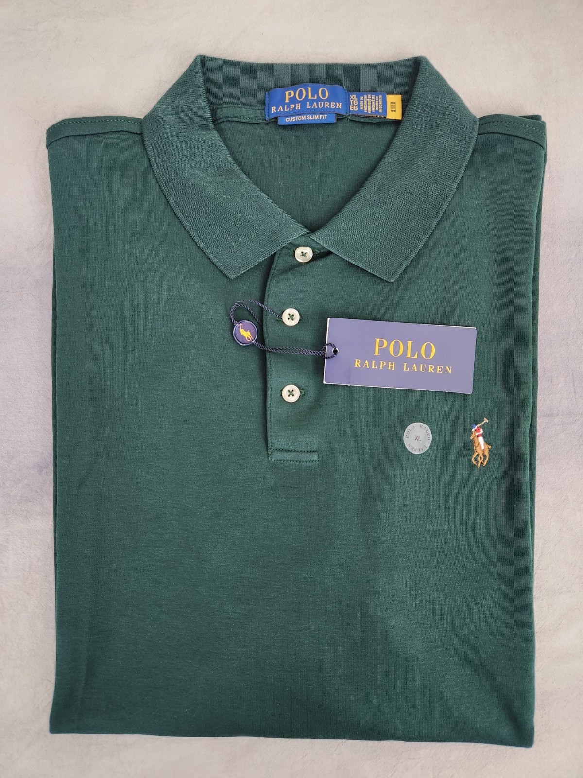 Polo Ralph Lauren Custom Slim Fit Soft Touch Green Polo Shirt Men’s Size XL New