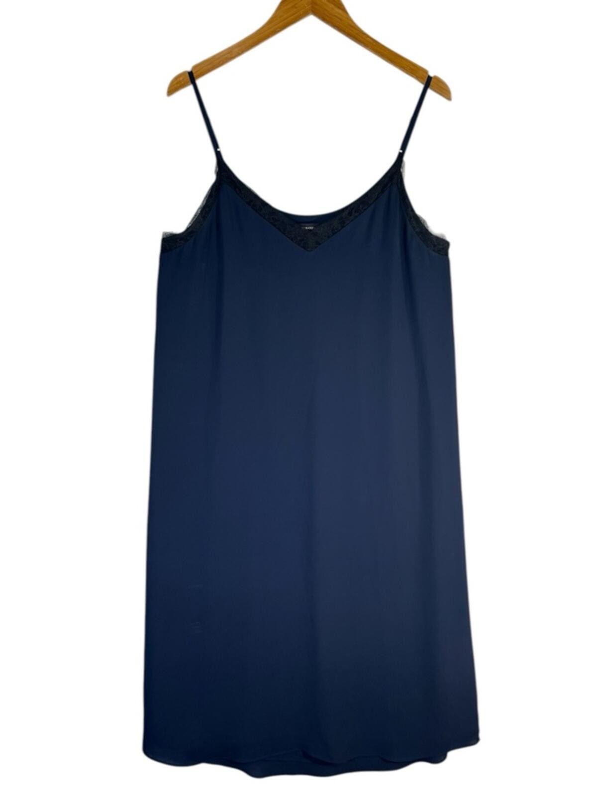 Aritzia Babaton Townsend Slip Dress in Navy With Black Lace Trim Size Large