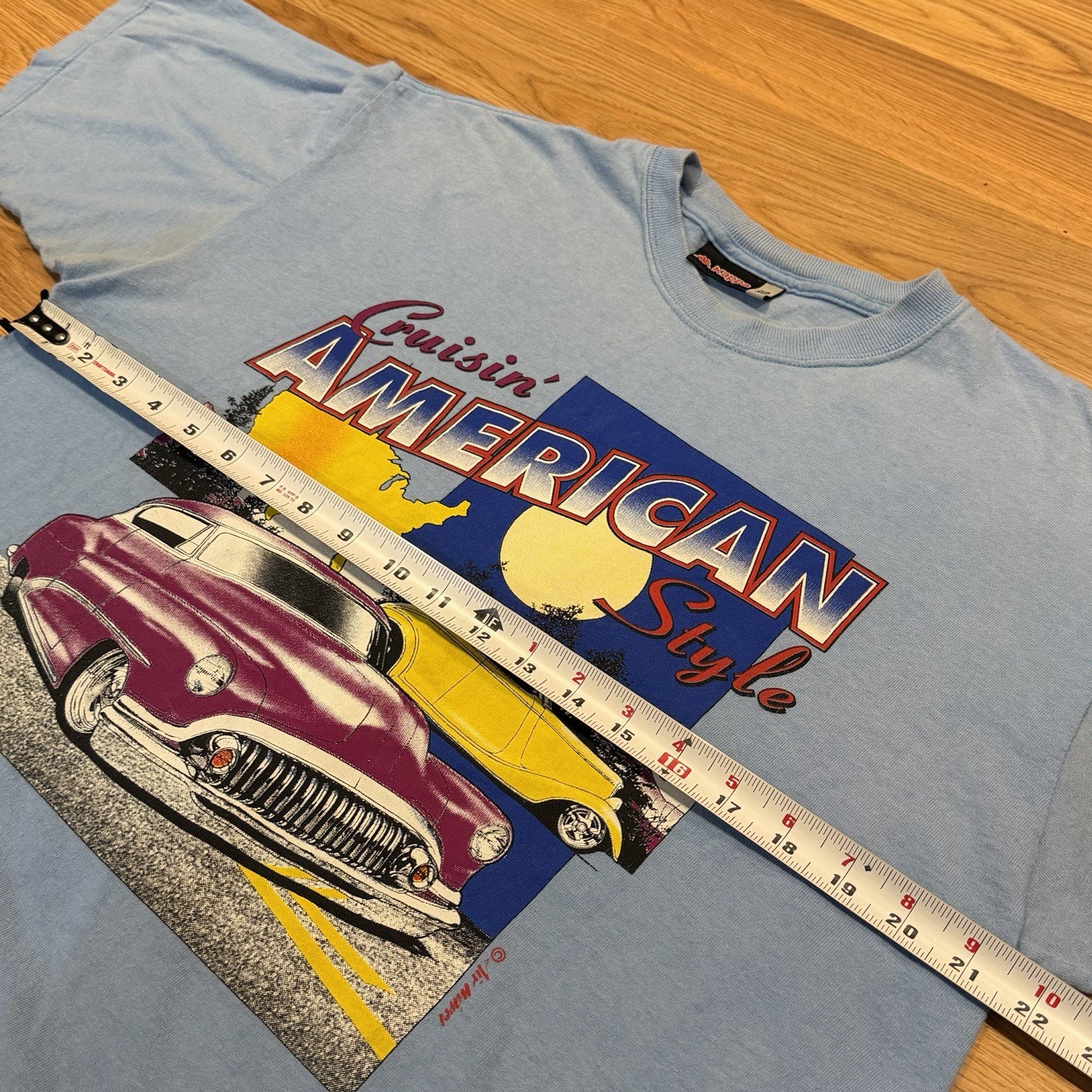 Vintage 90s Kappa American Cruisin’ Cars Graphic Shirt Blue Classic Tee Size XL