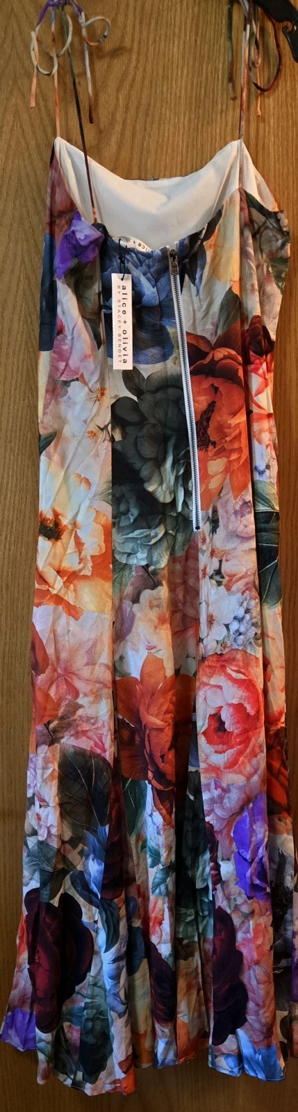 ALICE & OLIVIA (4 ) JEANETTE PANELED STORM FLORAL MIDI DRESS NWT MSRP$595