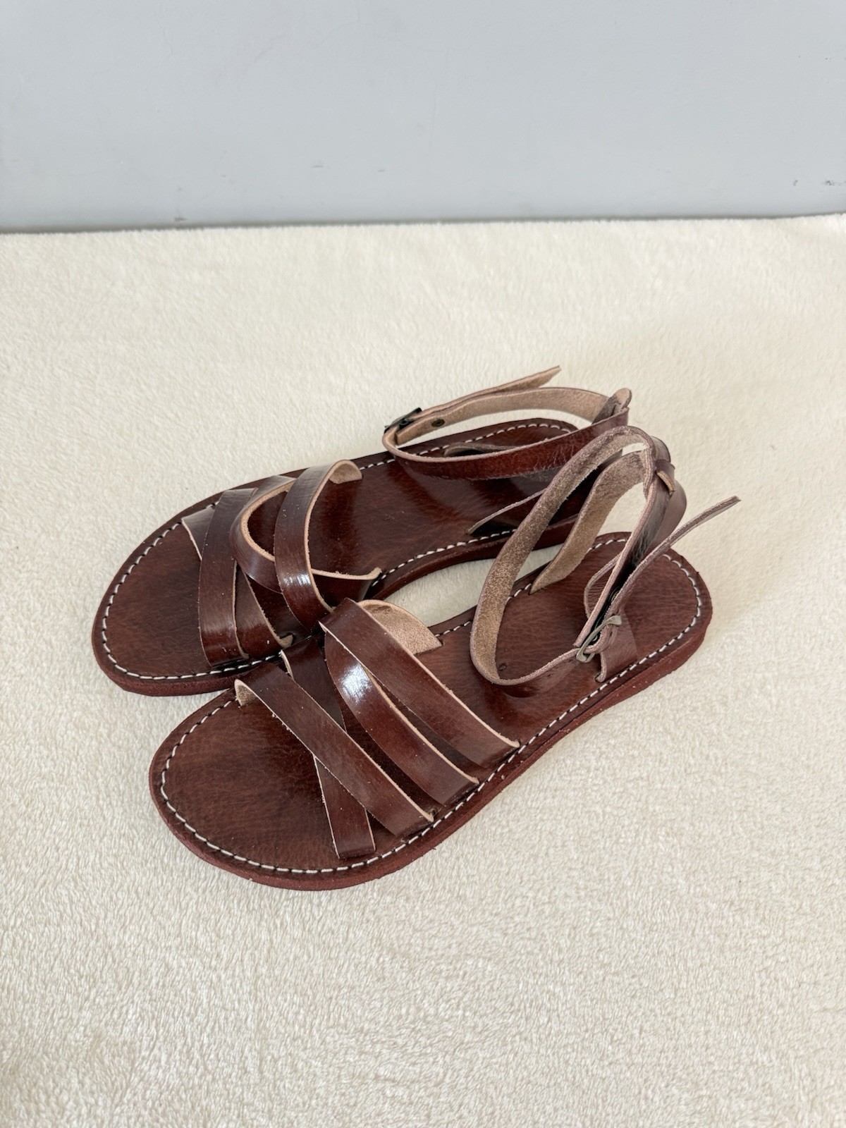 Handcrafted Genuine Leather Women’s Sandals – Four-Strap Brown | 100% Handmade