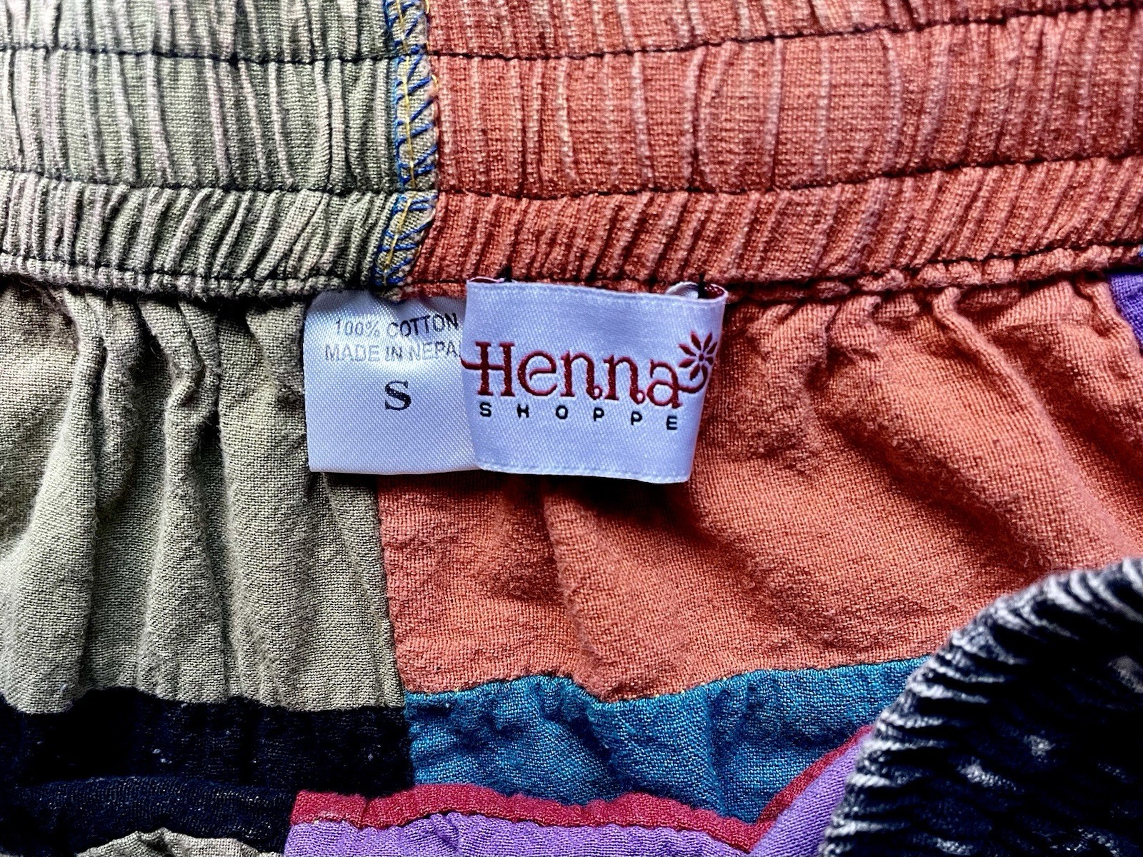 Henna Shoppe Patchwork Harem Balloon Pants Sz S Unisex Drop Crotch Genie Sirwal