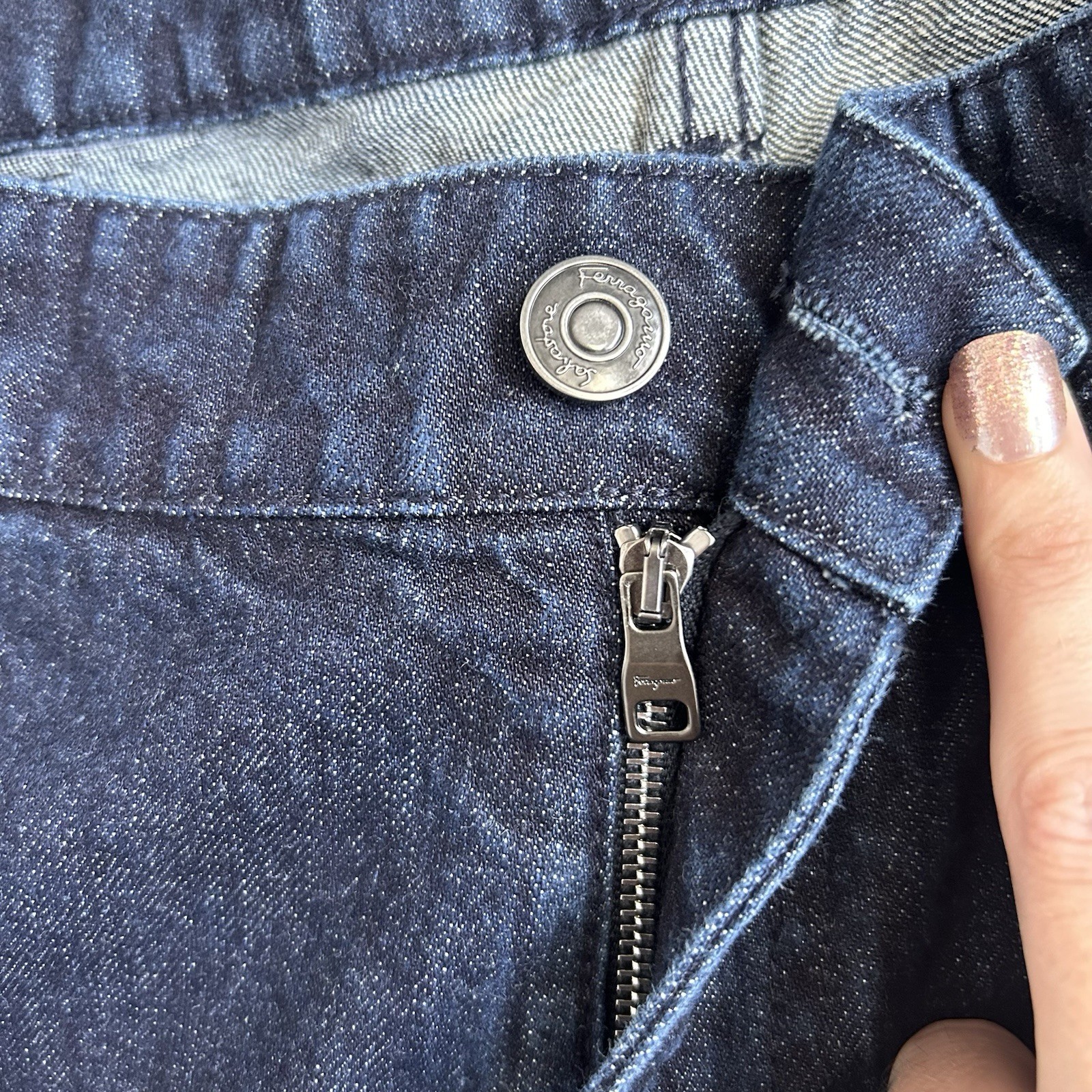 Salvatore Ferragamo Dark blue men’s denim jeans with a relaxed fit
