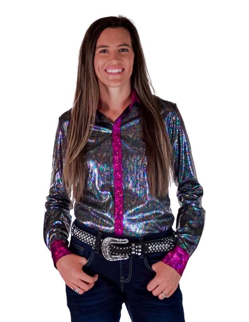 Cowgirl Tuff Western Shirt Womens L/S Foil Accent Multi-Color 101032