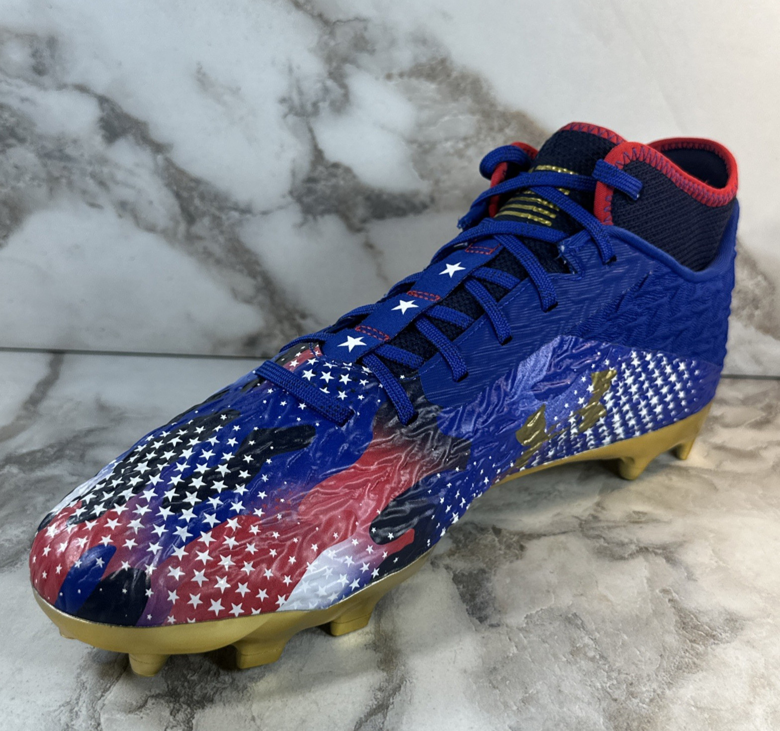 Under Armour Spotlight Clone 4 MC USA Mens SZ 12 Football Cleats 3027296-400 New