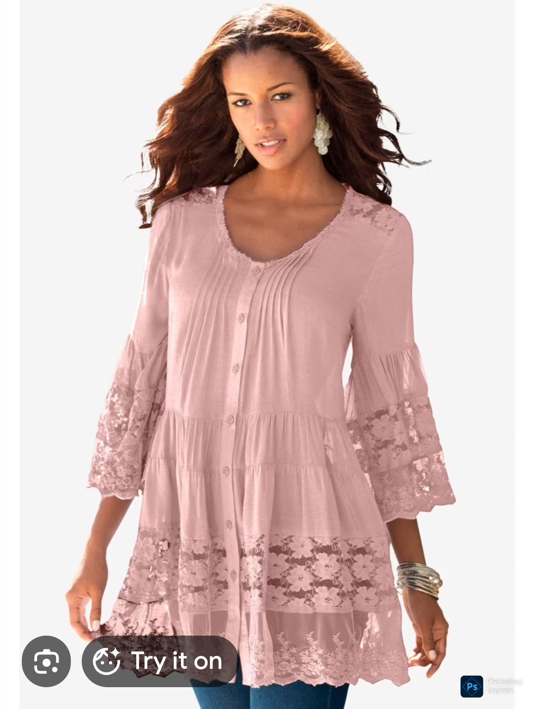 2 Tops denim24/7 Women’s Plus 12W Purple/Yellow Lace Tunic Top Set NWOT