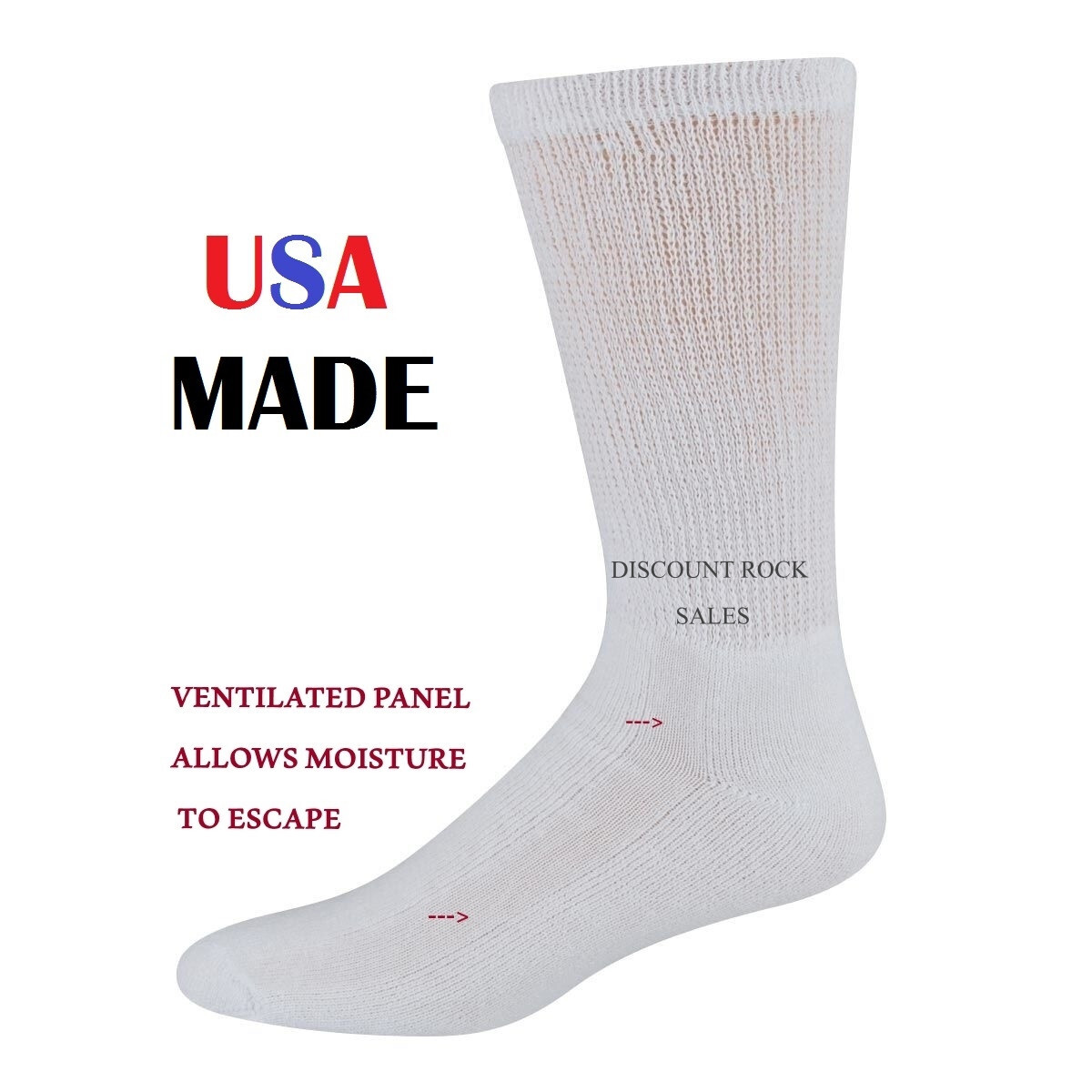 12 Pairs Mens Physicians Choice EXTENDED SIZE 13-15 Cotton Diabetic Crew Socks