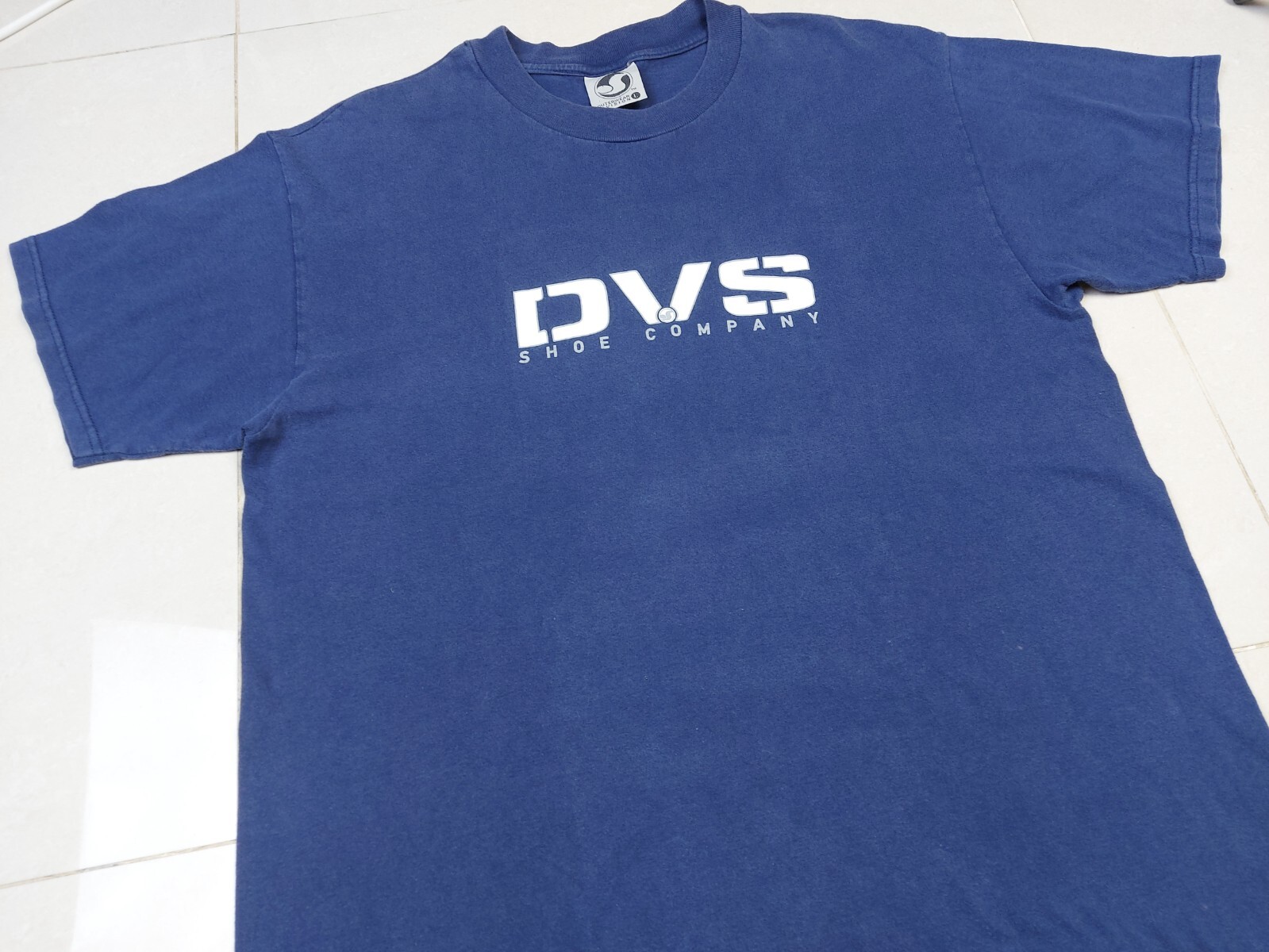 Vintage 90s DVS Shoes Company Skateboard Double-Sided Blue Navy T-Shirt L/XL