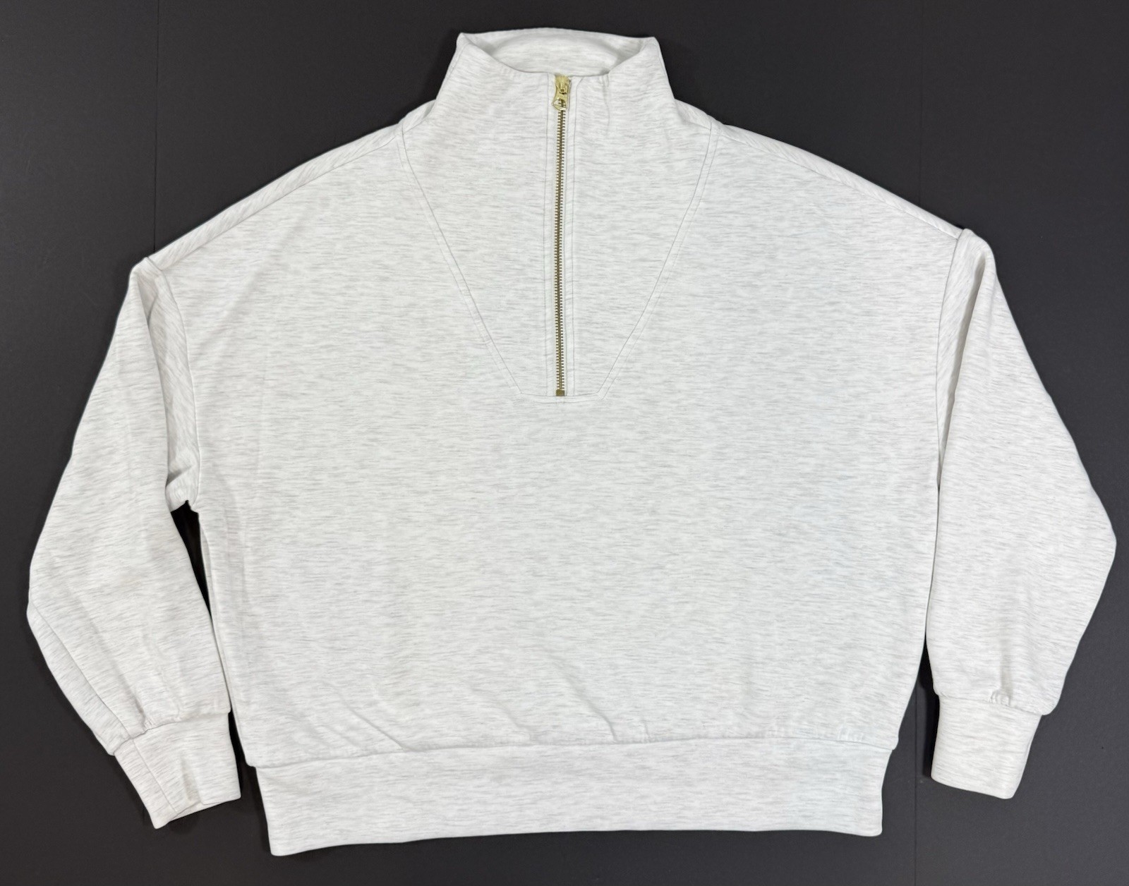 Varley Womens Hawley 1/2 Zip Sweatshirt Oversized Size Small Ivory Marl