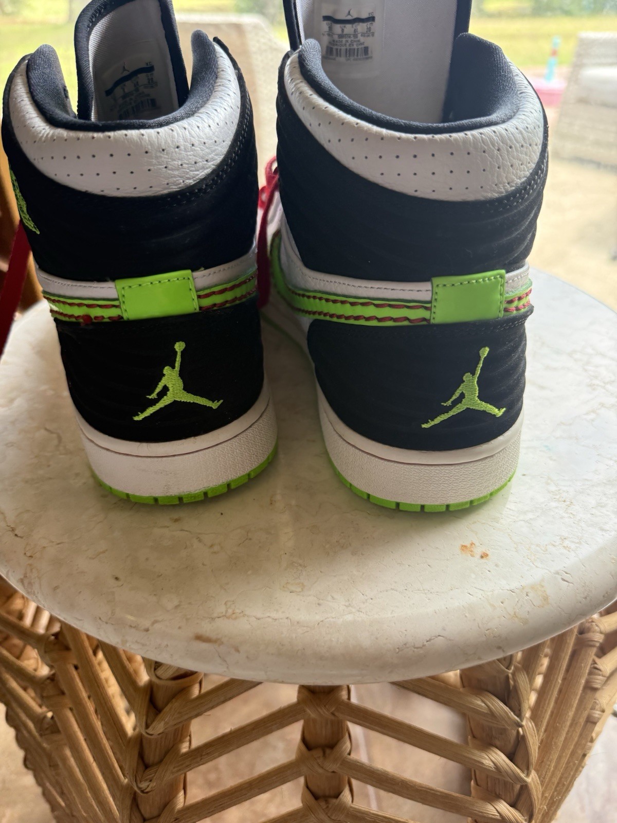 Jordan One High Tops, 2013 Black White, Green And Red
