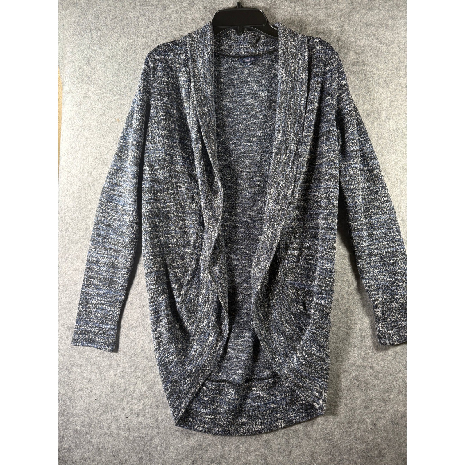 Aeropostale Womens Marled Knit Open Front Cardigan Blue Black White Small