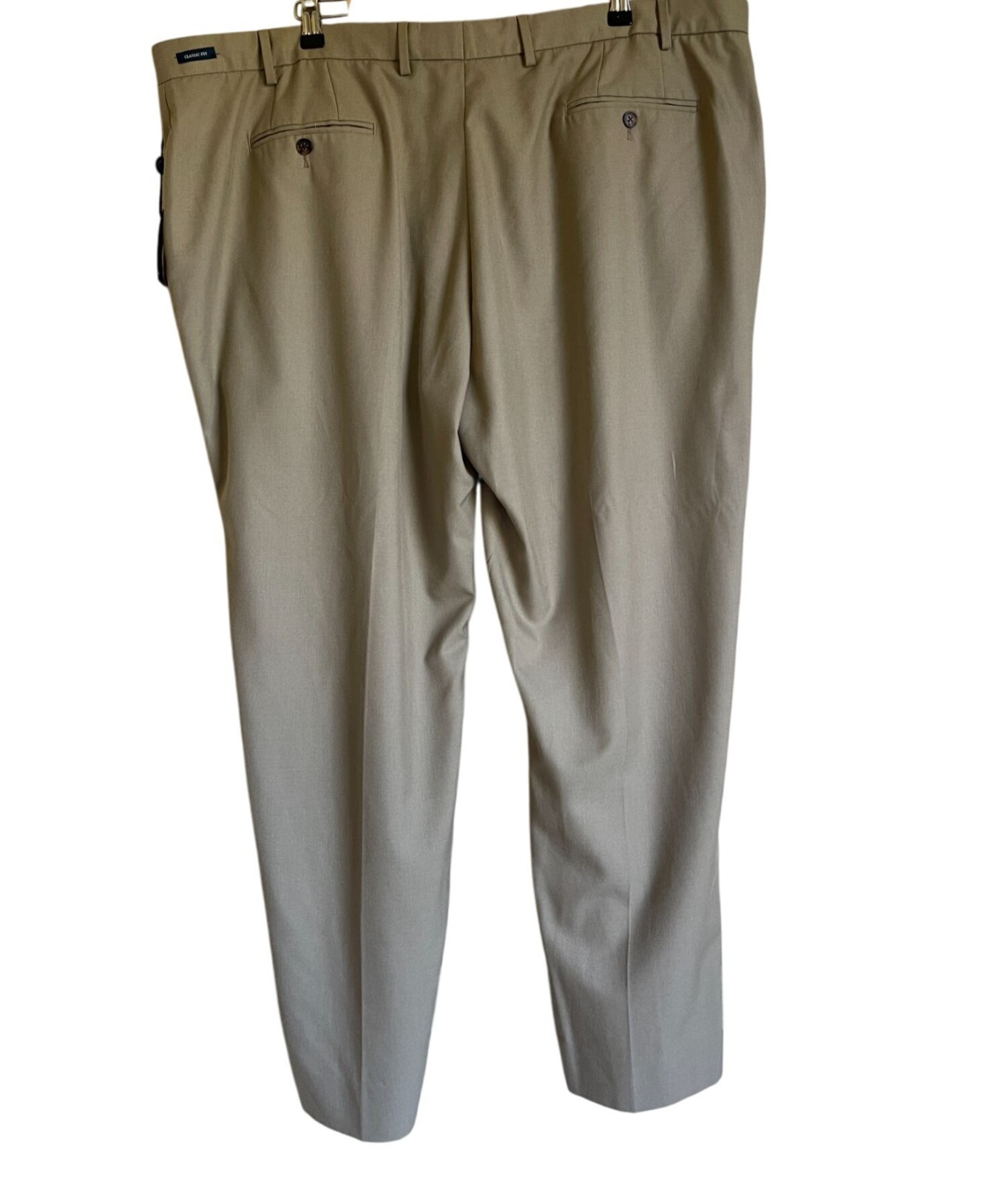 New! Joseph & Feiss Gold 46 x 30 Techno-Care Wool Blend Flat Front Khaki Pants M