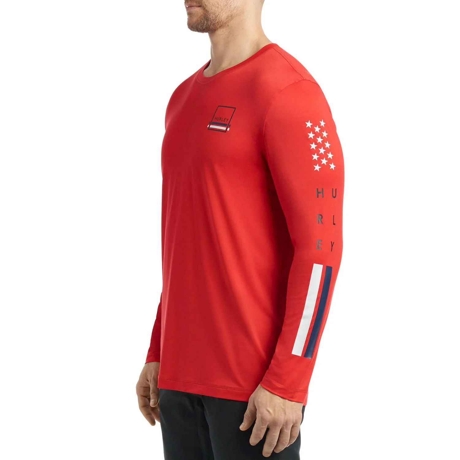Hurley Long Sleeve Moisture Wicking Graphic Rash Guard Shirt Mens XXL Red NEW