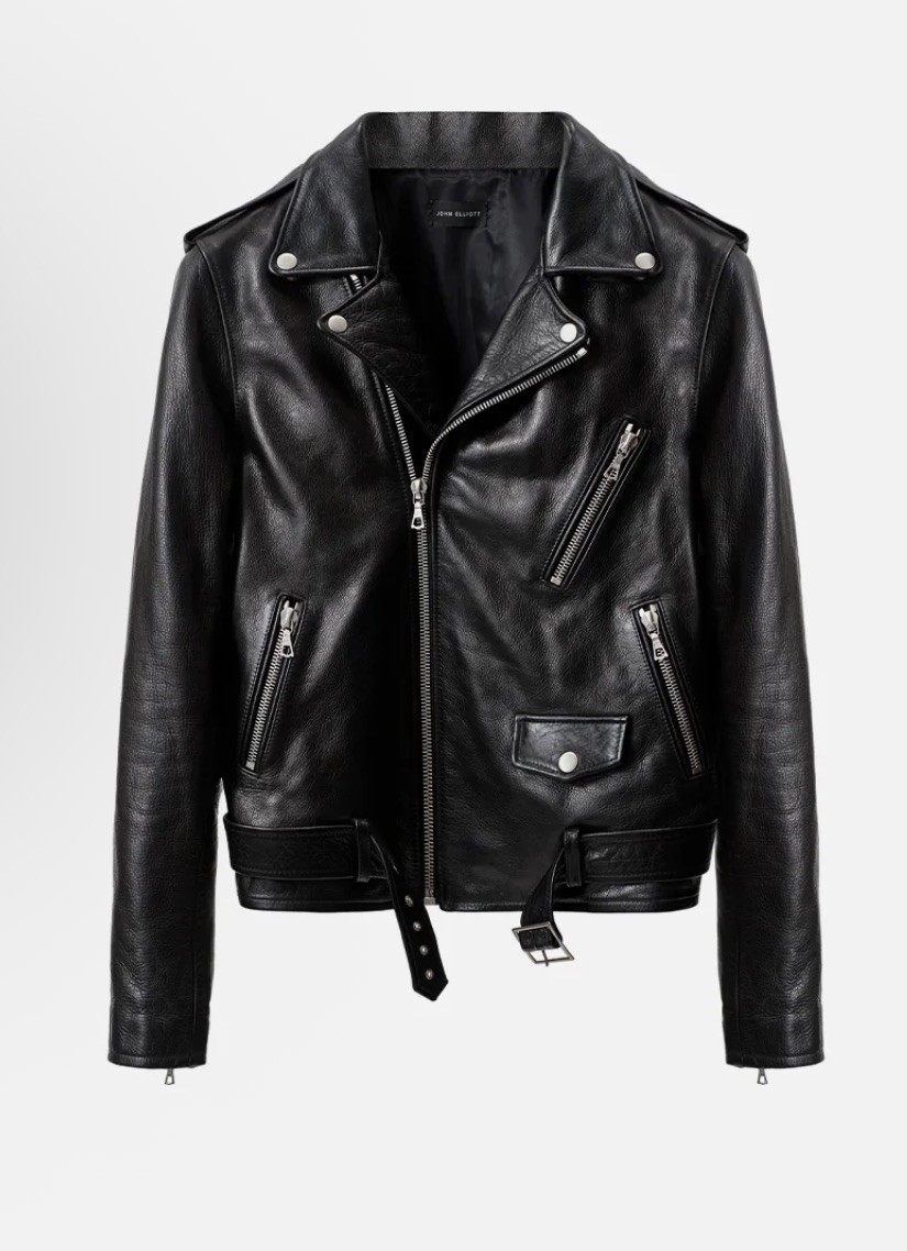 1998$ NEW Cropped John Elliott Leather Motto Jacket, Medium Size 2, Cow Leather