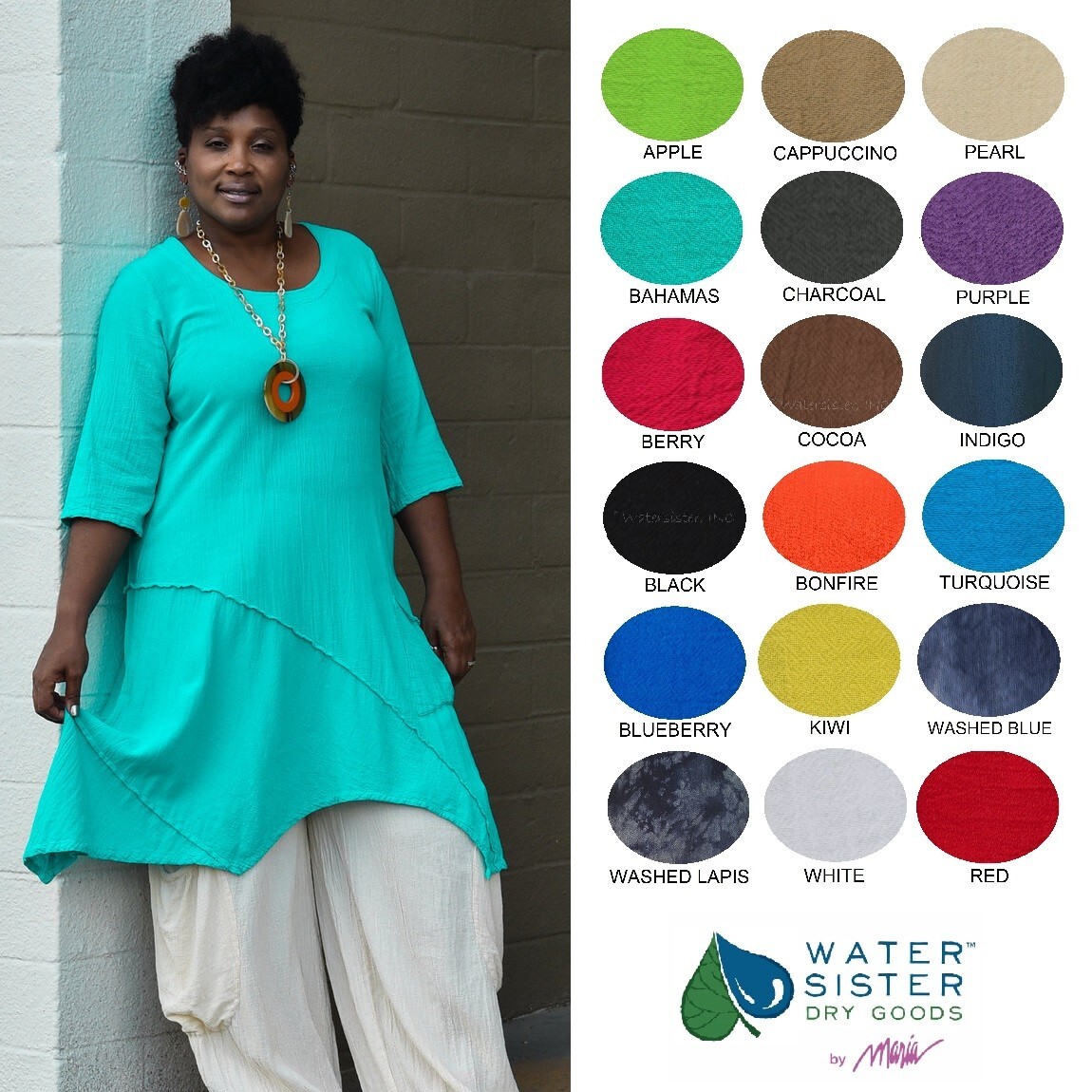 WATERSISTER Cotton Gauze TANGO TUNIC Long Top 1(S/M) 2(L/XL) 3(1X) oh my COLORS