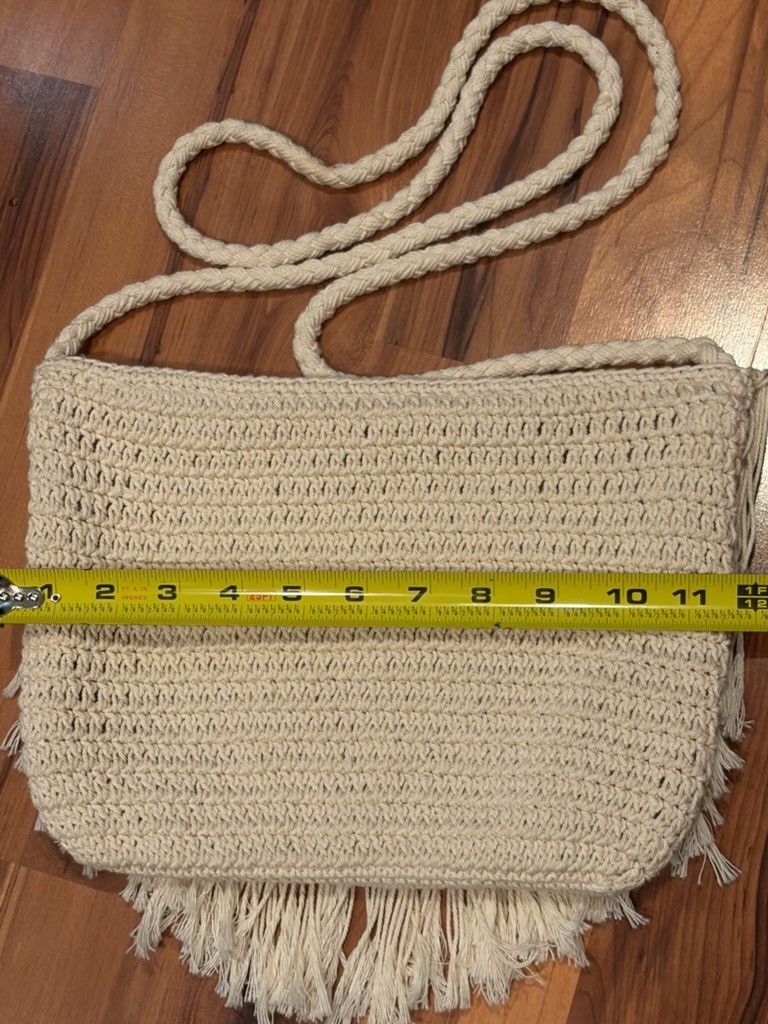 Y2K Boho Bag Macrame Fringe Crossbody Coastal Beach a.n.a.