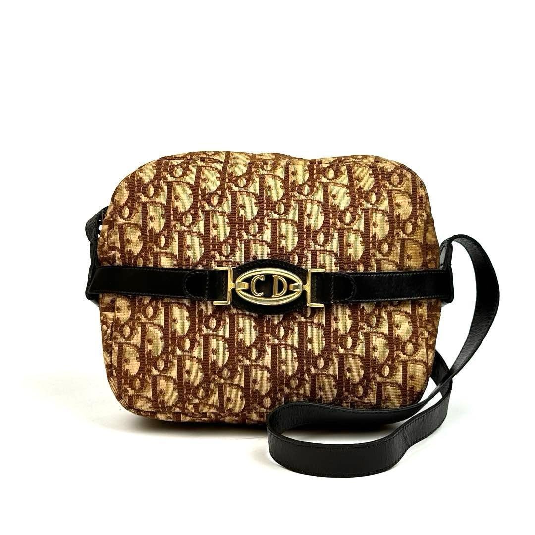 Christian Dior Bag Dior Shoulder Trotter Canvas Leather Brown rh0784874056