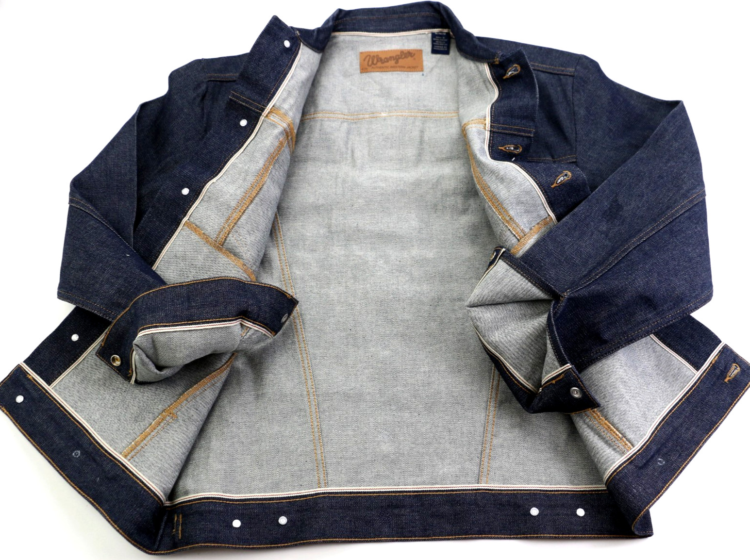 Wrangler Men’s Selvedge Denim Jacket Cowboy Cut Raw Indigo 14.75 oz 100% Cotton