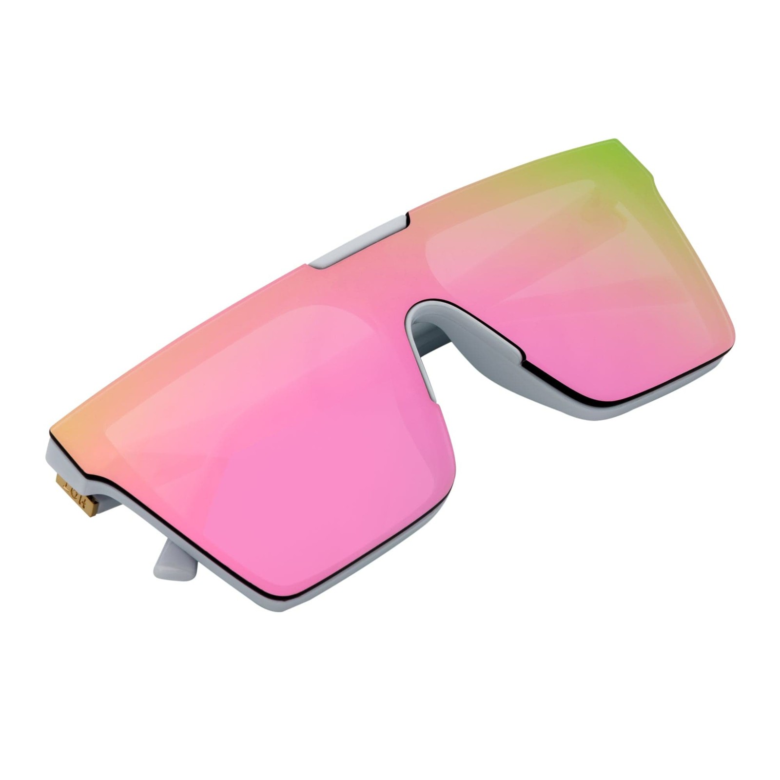 ELECTRIC – Large Rimless Rectangle Shield Sunglasses White Pink Mirror