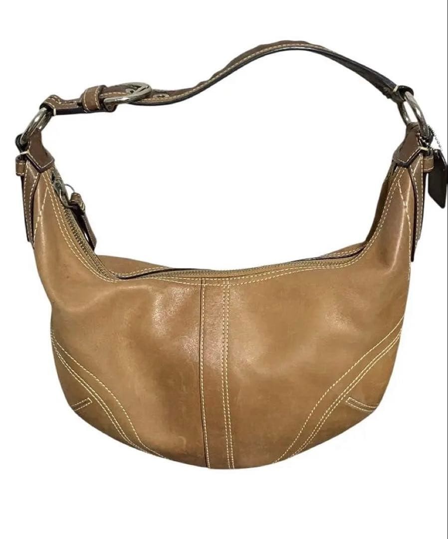 Coach Leather Half Moon Hobo One Shoulder Bag Brown