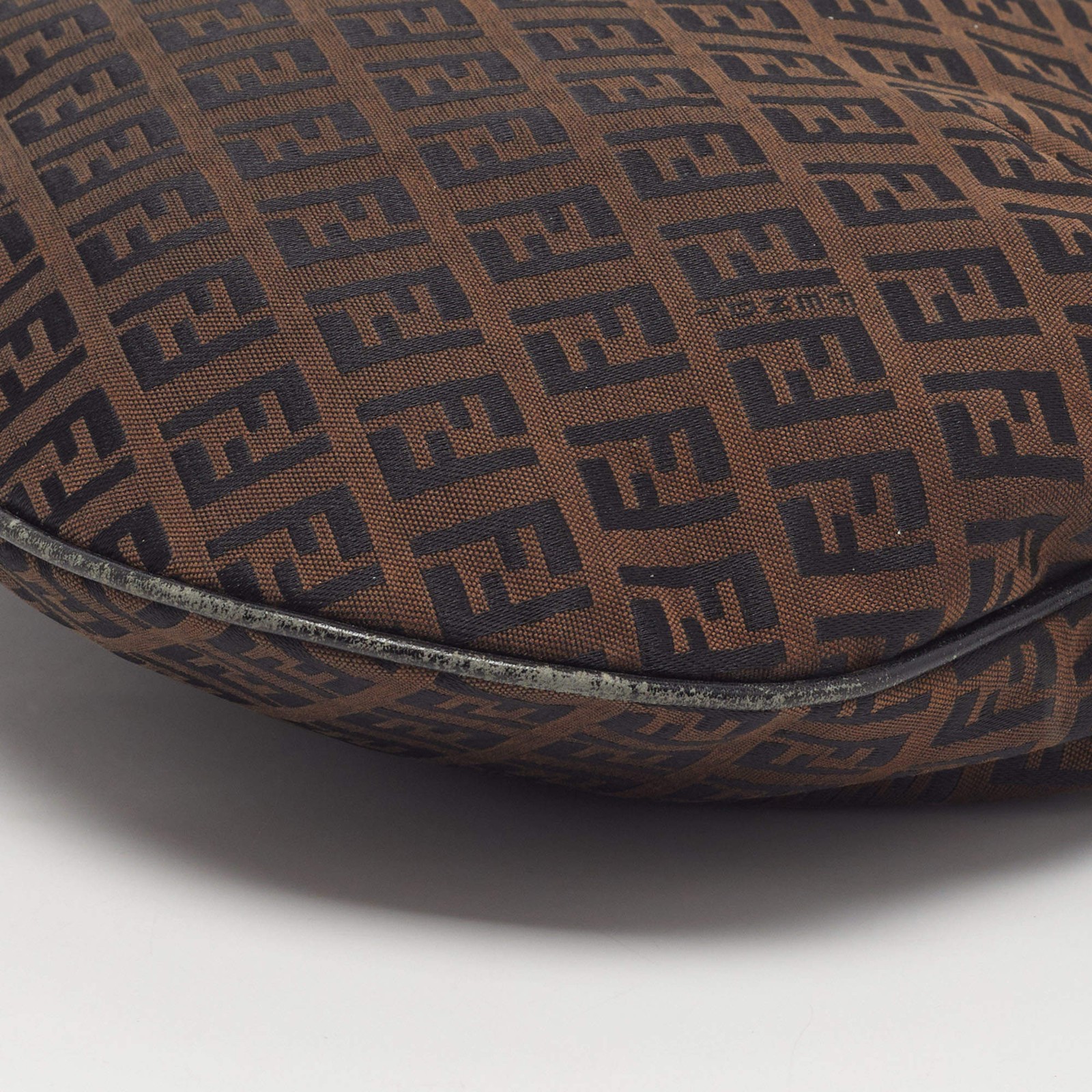 Fendi Oyster BrownBlack Zucchino Canvas Hobo