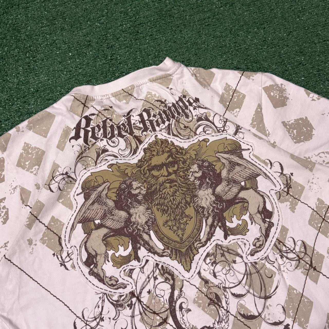 Vintage y2k Raw Blue Aop Shirt White All Over Print Crest Style Size XL