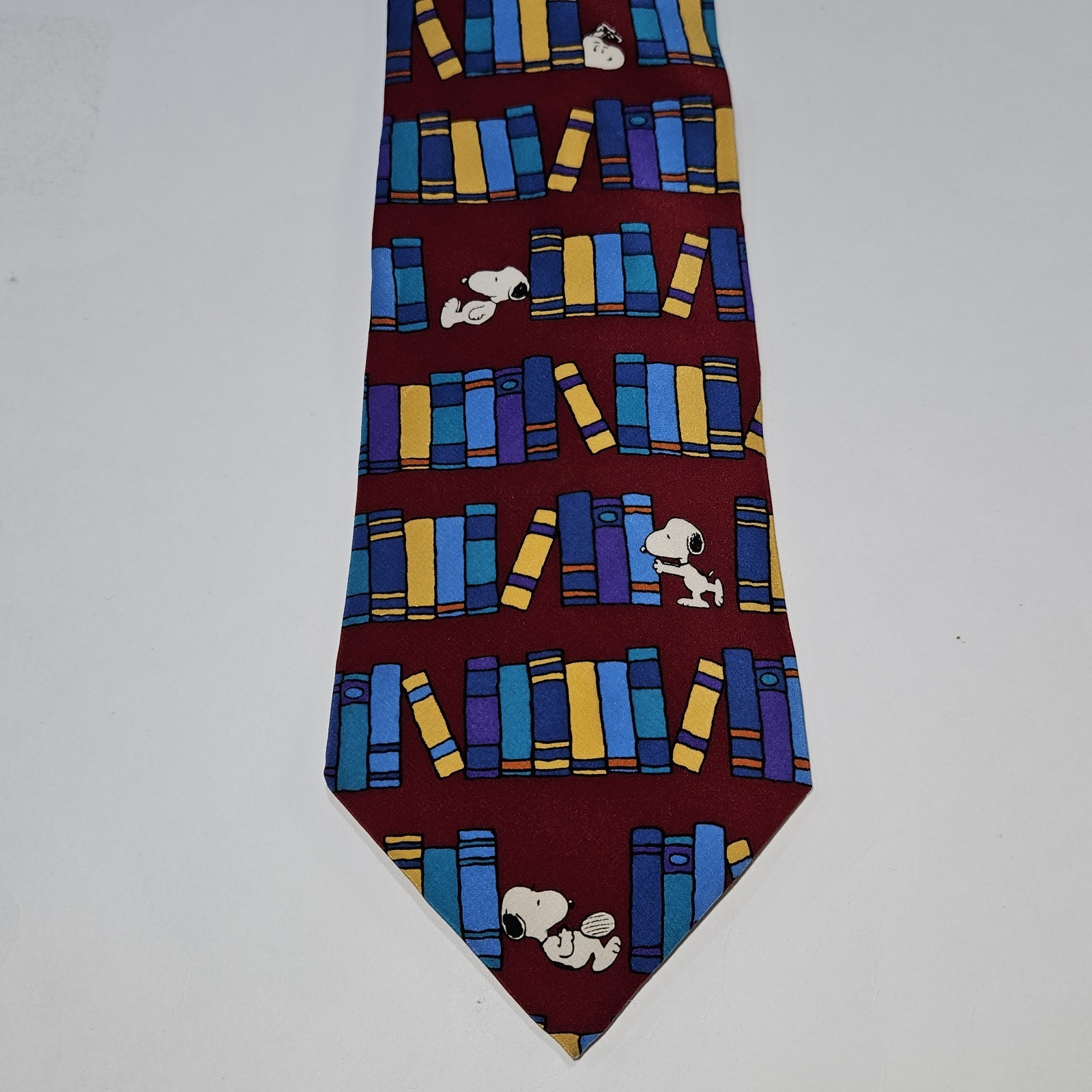 Peanuts Snoopy Book Neck Tie 100% Silk Dark Stormy Night Teacher Librarian READ