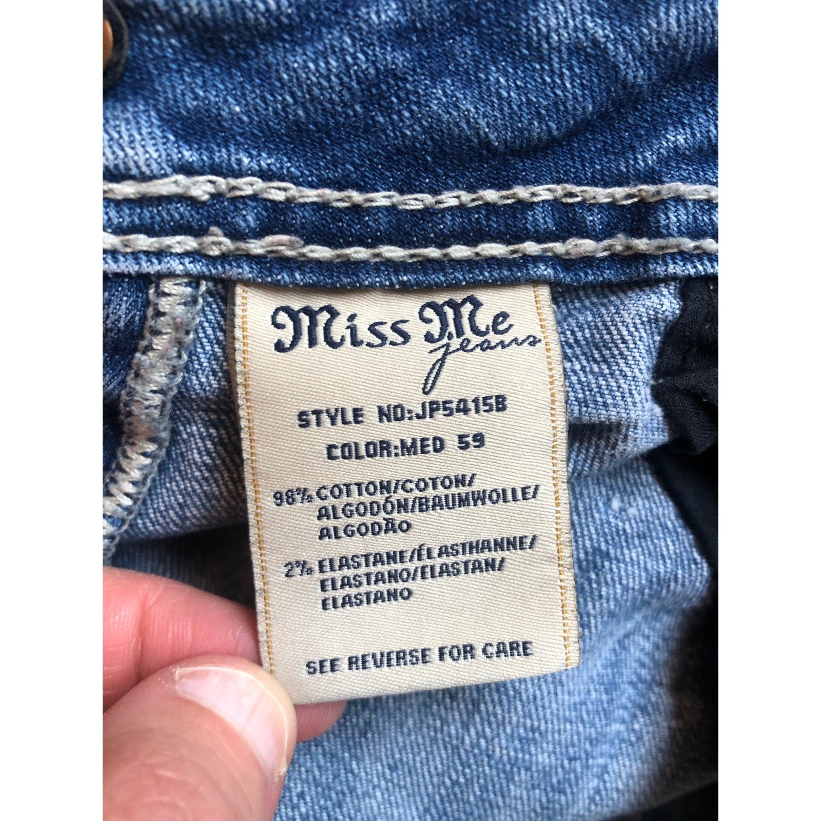 Miss Me JP5415B Bootcut Jeans Medium Wash Butterfly Embellished Flap Pocket 28