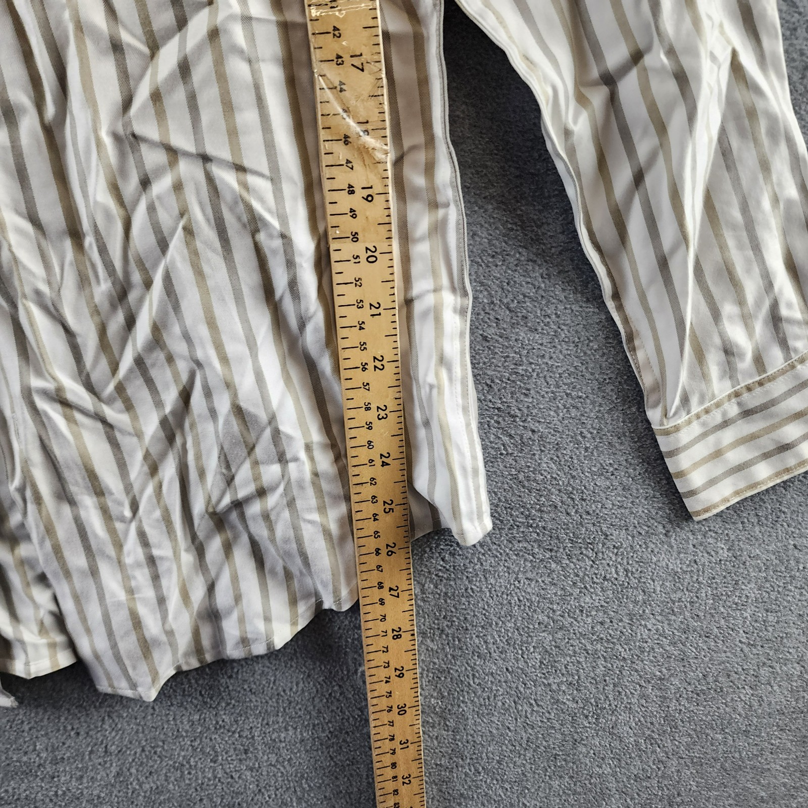 Perry Ellis Long Sleeve Button-Front Yarn Dyed Striped Shirt Men’s S White Multi