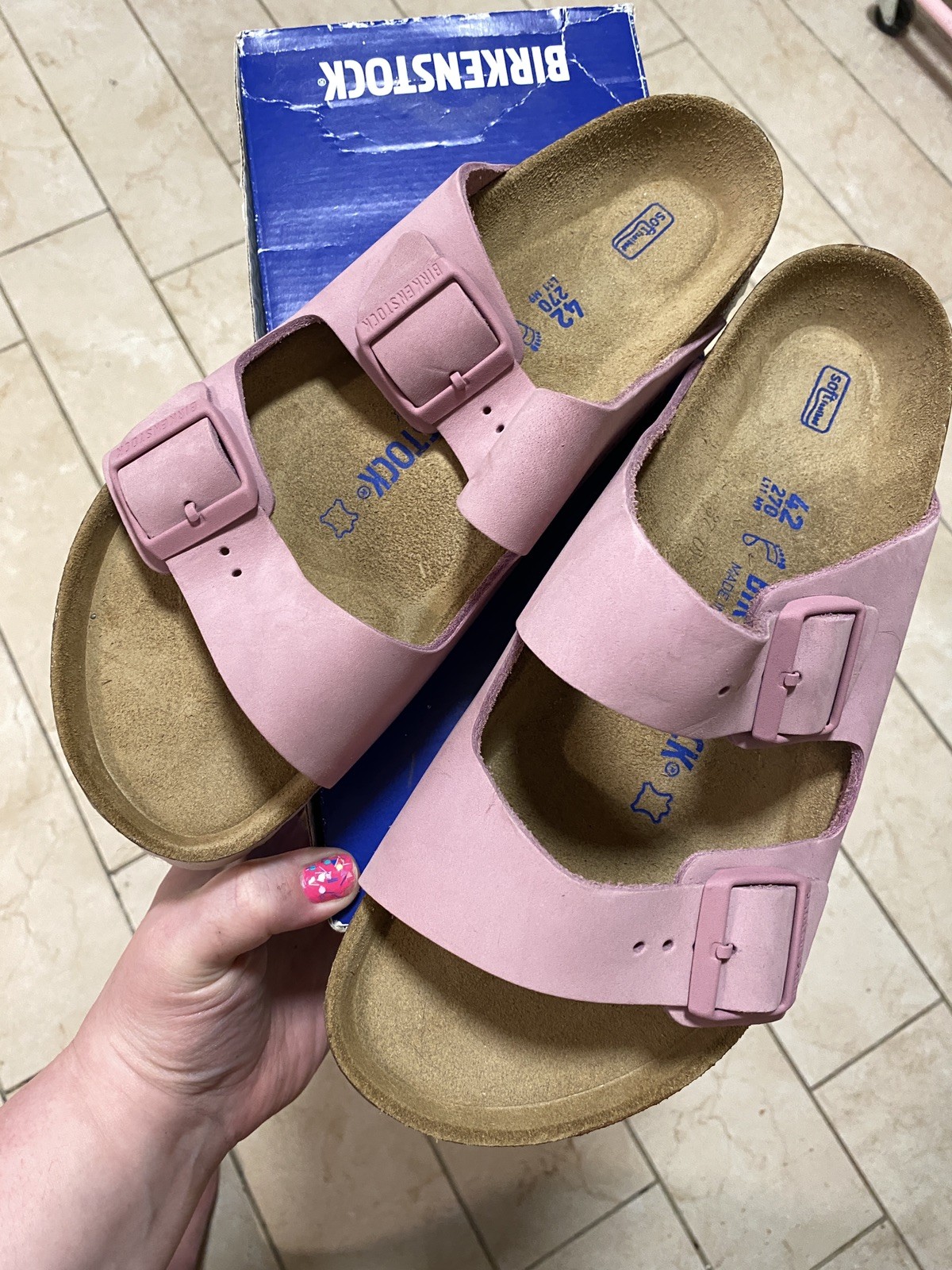 Birkenstock Arizona Womens Size 11 EU 42 Orchid Nubuck Leather Sandals Soft FB