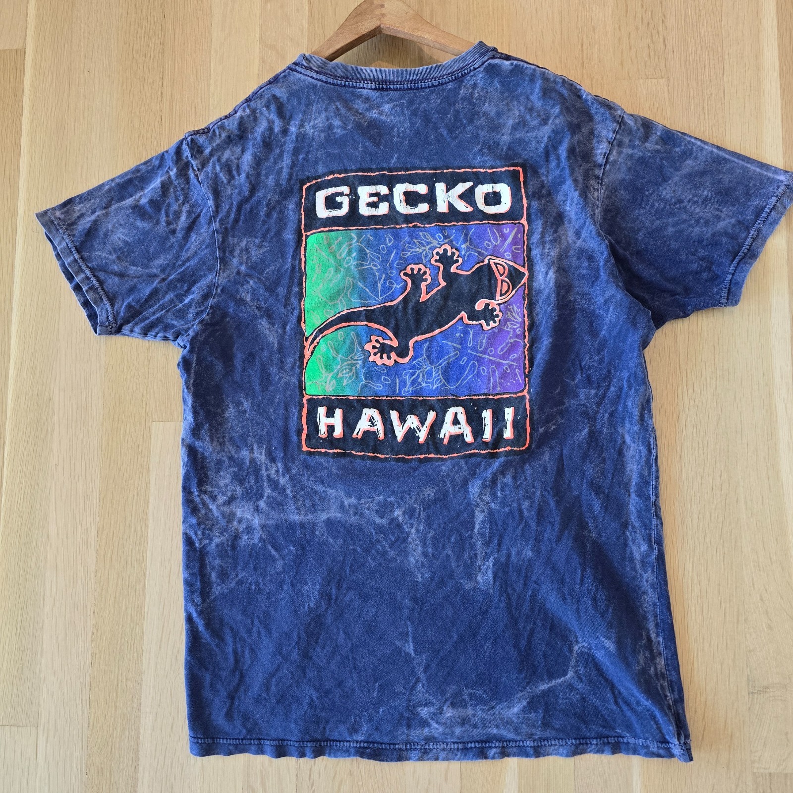 VTG 90s Gecko Hawaii T-Shirt Men’s L Multicolor Acid Wash Graphic Print Summer