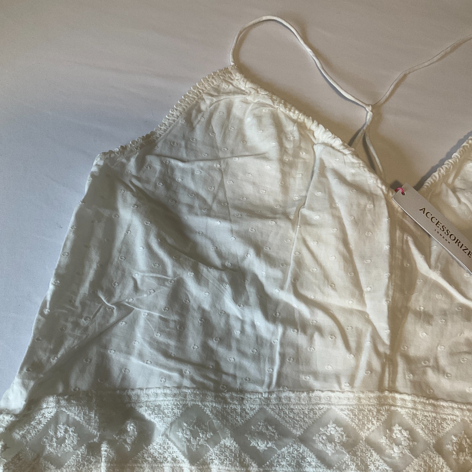 Accessorize London Beach Maxi Day Dress Womens Size L White Straps Lace Lined