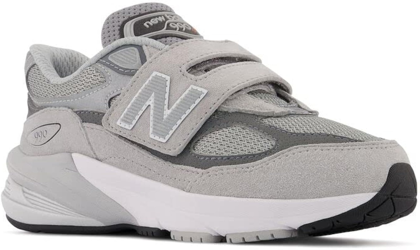 New Balance Boy’s 990 V6 Hook and Loop Sneaker, Grey/Silver, 6.5 X-Wide Toddler