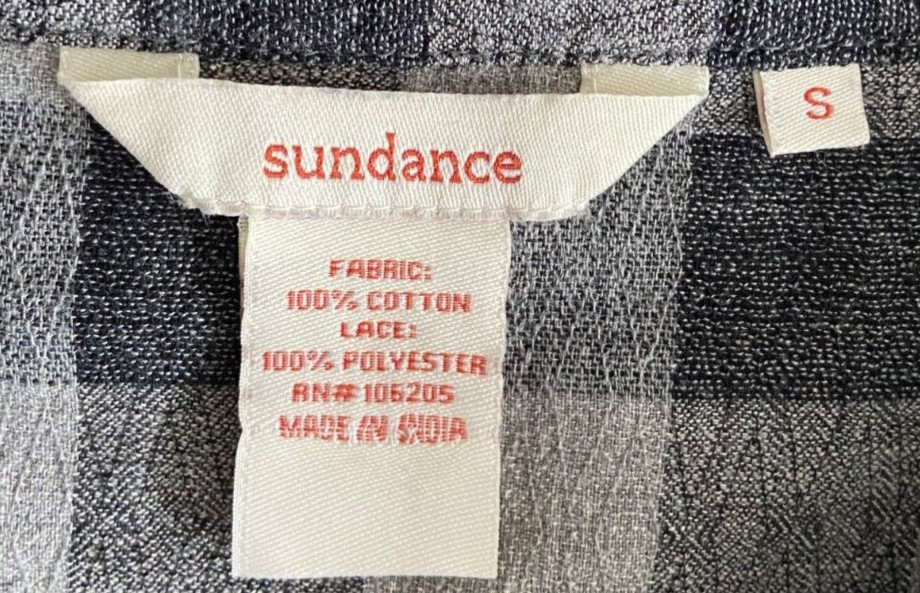 Sundance Plaid Lace Shirt S Gray Check Button Up Western Cowgirl Redford Cassidy