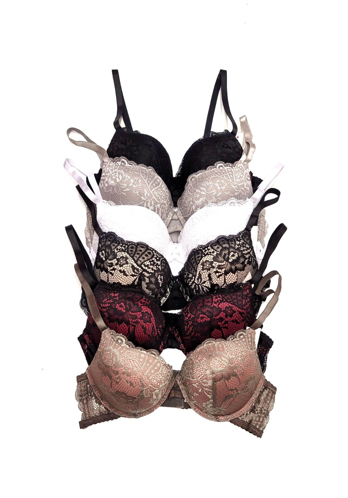 Maximum Cleavage Add 2 Cup Sizes Ultimate Padded Support 3Hooks Lace Push Up Bra