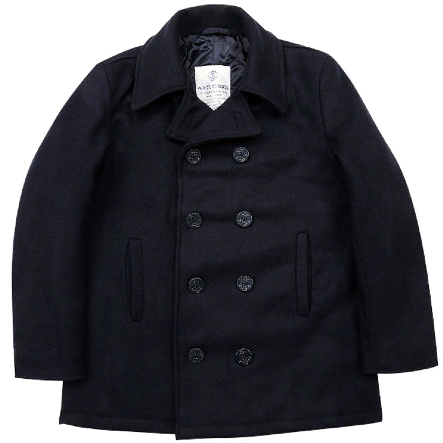 Pea Coat US Navy STYLE Jacket Non-USGI USN CVN DDG SSN LHA Wool Peacoat Black