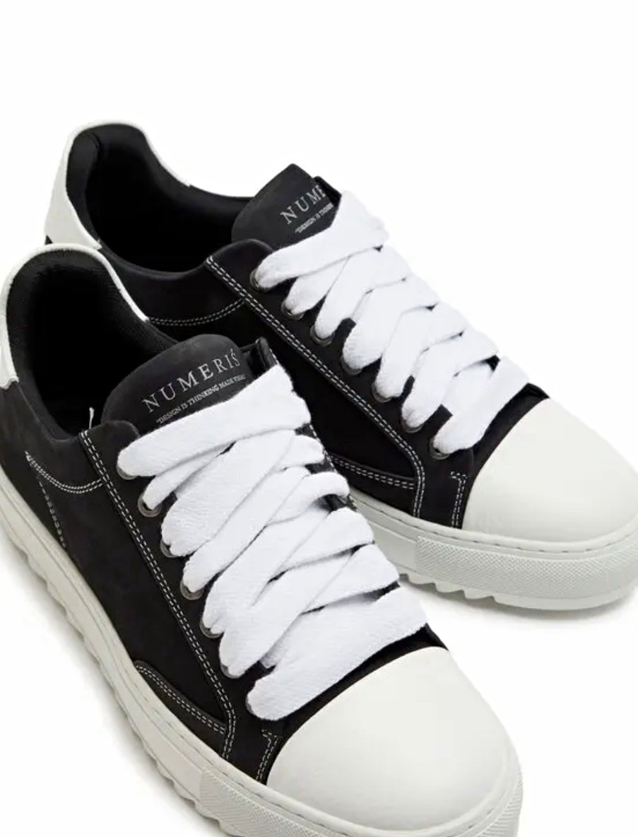 Numeris Men’s US 9 Black/White Suede Colorblock Lace-Up Sneakers New Box