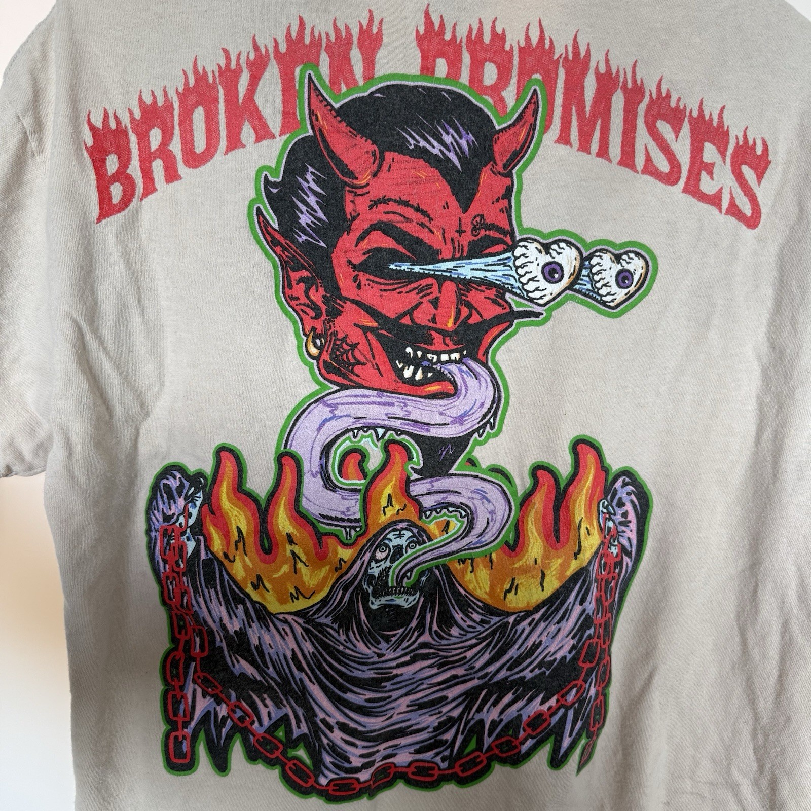 Broken Promises WORST IN ME TEE SAND size large 100% cotton Never Forgive forget