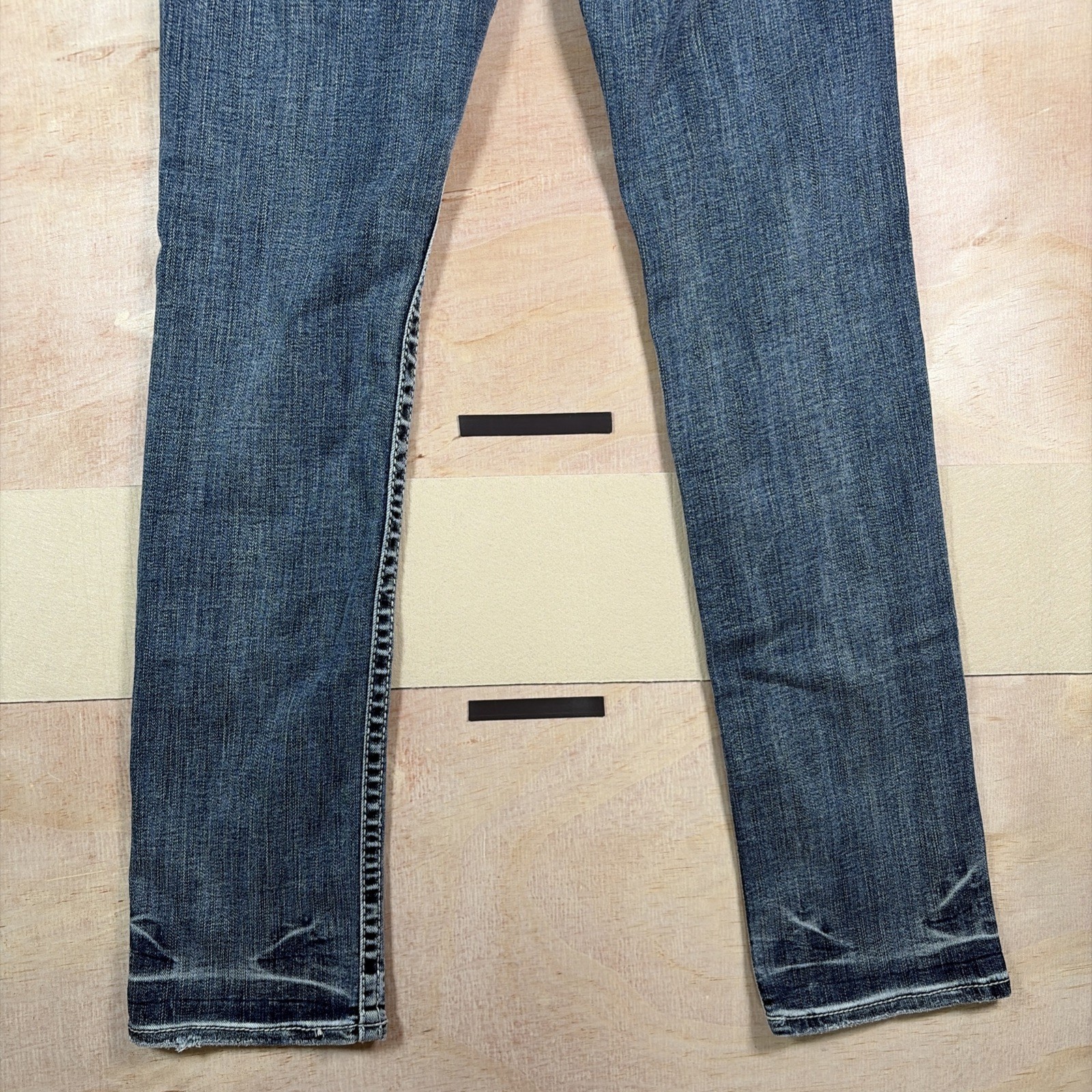 BKE Alec Denim Jeans Mens 26×32 Straight Dark Wash Stretch Thick Stitch Distress