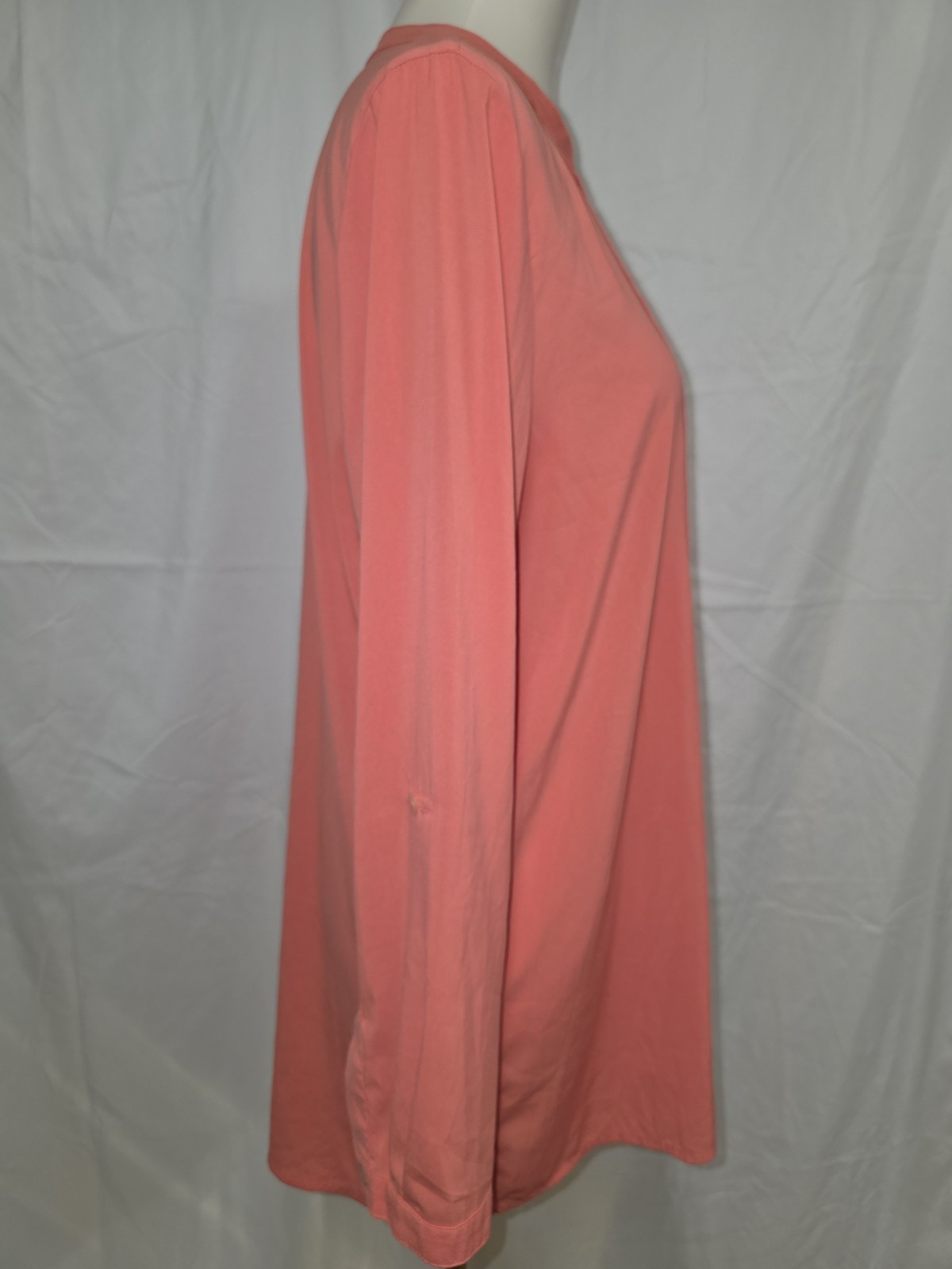 Susan Graver Sheer Tunic Length Blouse Size 12 Peach Color Call Out