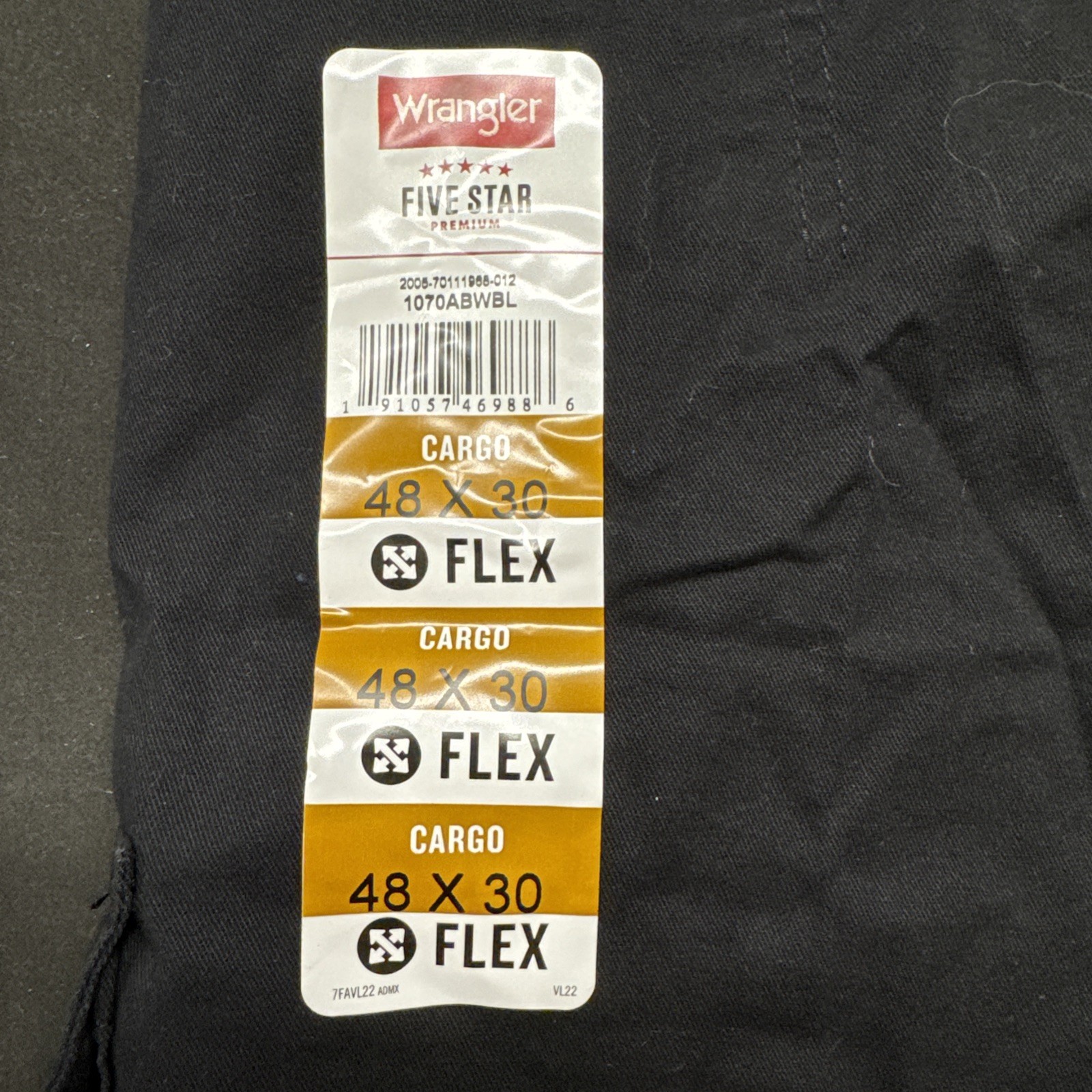 Wrangler Five Star Premium Relaxed Fit Flex Cargo Pants Mens 48×30 Black