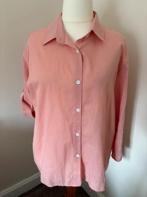 Pink linen look-polyester shirt size xxl. 18/20