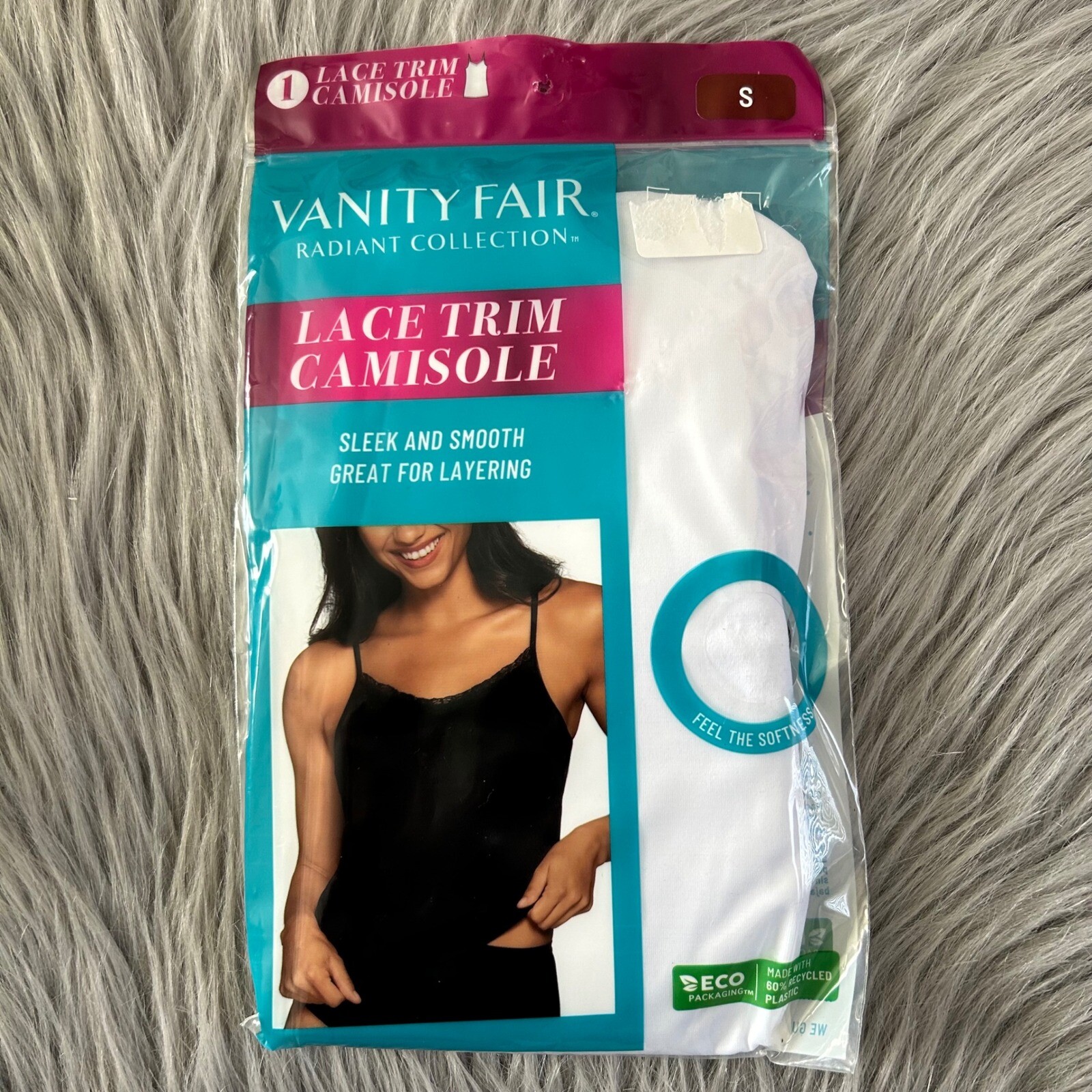 Vanity Fair Radiant Collection Lace Trim Camisole Womens Size Small White Tank