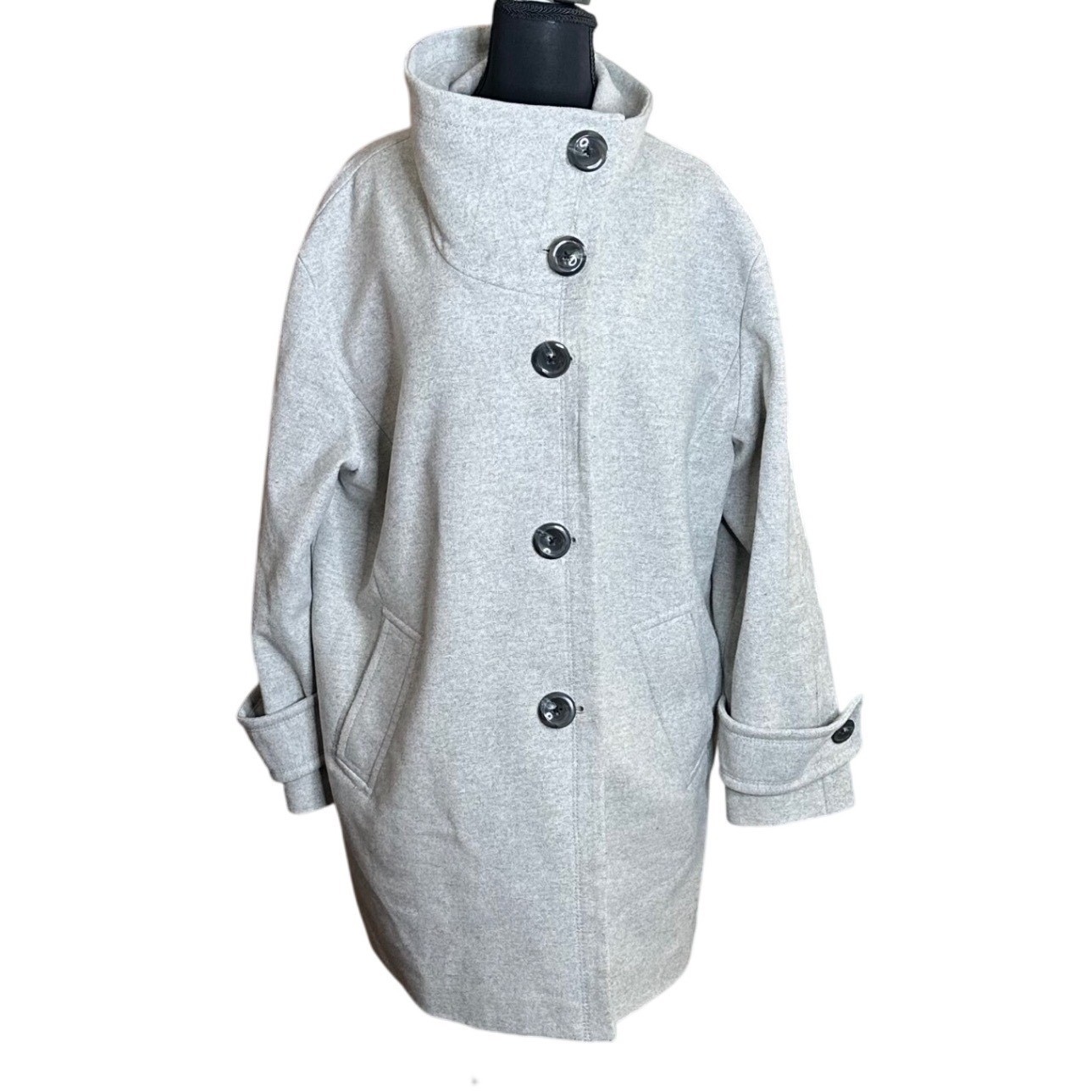 Banana Republic Mario Bellucci Italian Wool Funnel Neck Cocoon Coat Gray Large