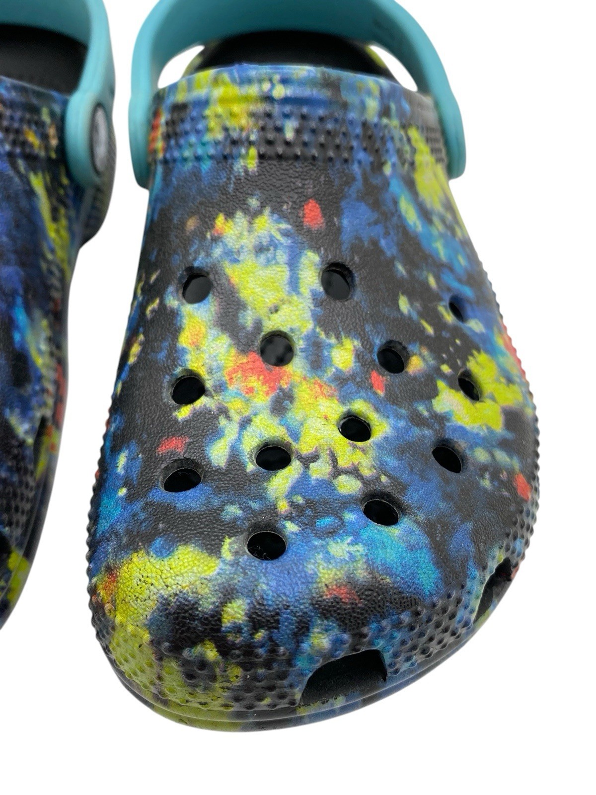 Crocs Classic Kids Shoes Tie Dye Multicolor Paint Splatter Slip On Clogs Sz C11