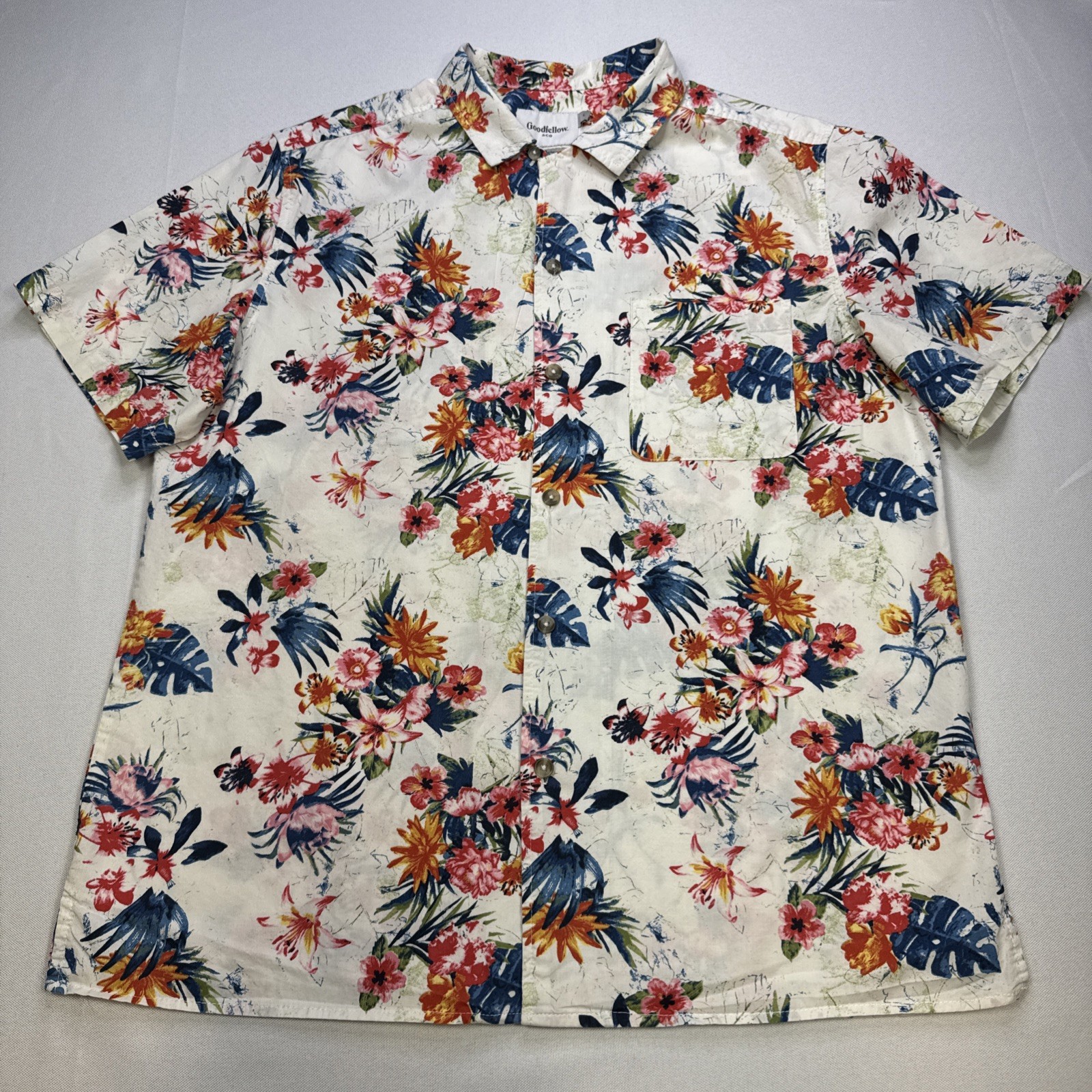Goodfellow & Co Hawaiian Shirt Men’s Size L Slim Fit Floral Tropical #0218