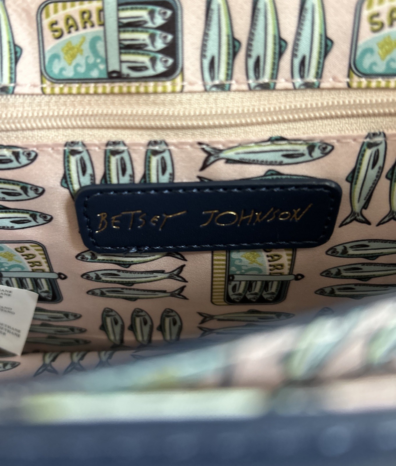 New! Betsey Johnson Sardines Crossbody Bag Purse Fish XOMYLO2 Blue Multi