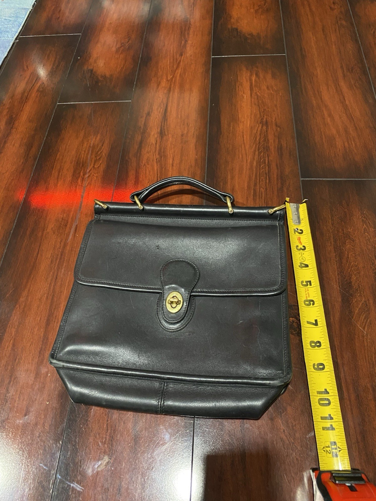 Vintage Coach Black Top Handle Bag Turn Lock Closure, Gold Hardware,